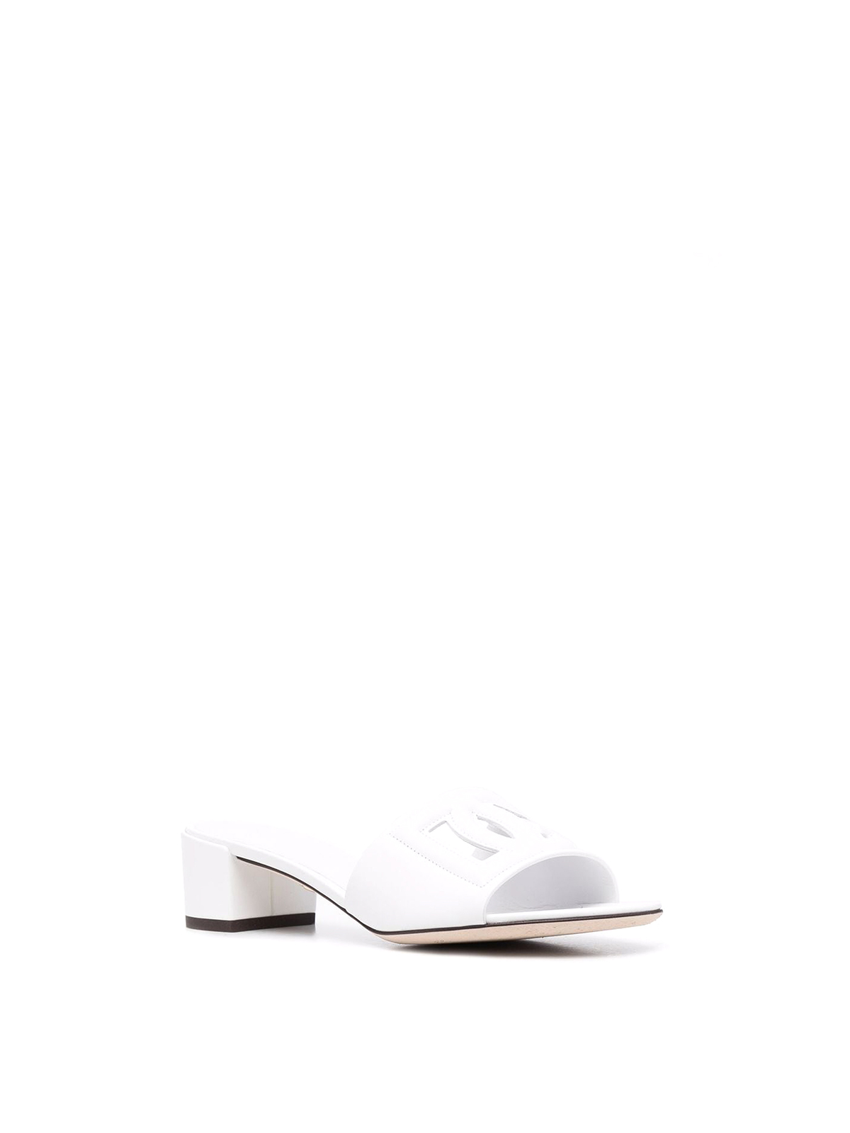 Shop Dolce & Gabbana Leather Sandals With Logo Band In White