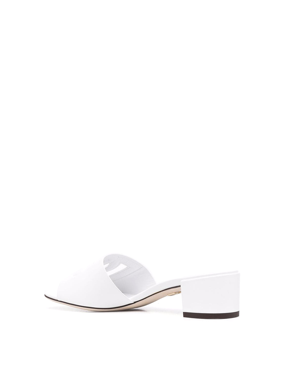 Shop Dolce & Gabbana Leather Sandals With Logo Band In White