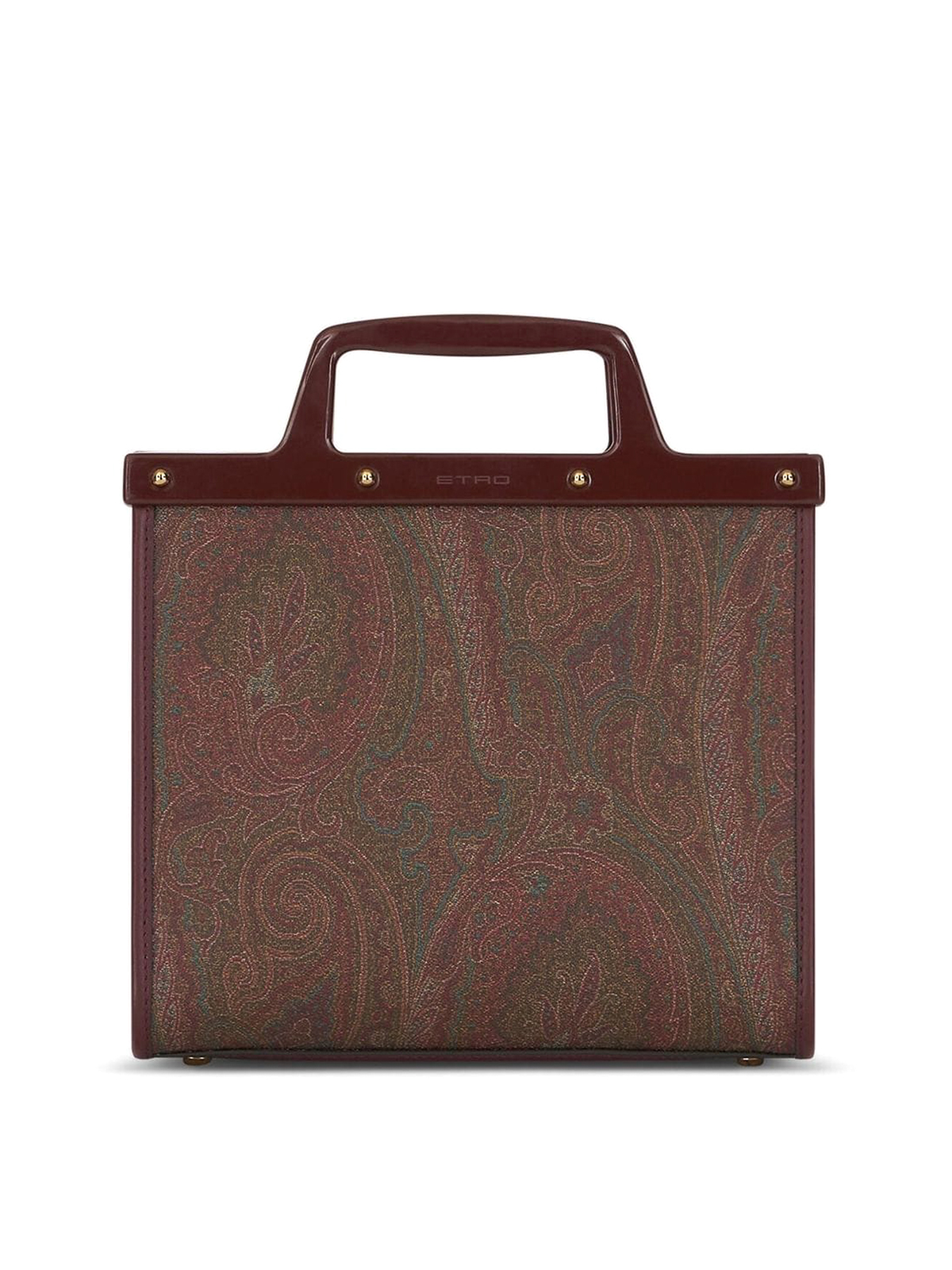 Shop Etro Paisley-print Tote With Leather Trim And Logo In Brown
