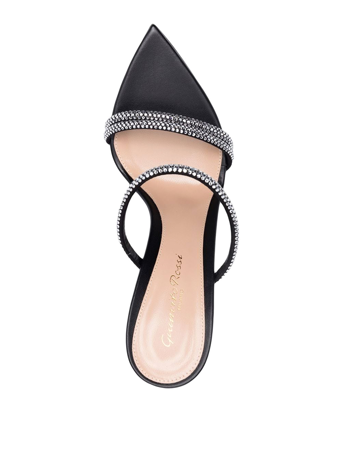 Shop Gianvito Rossi Leather Sandals With Crystal Embellishment In Black