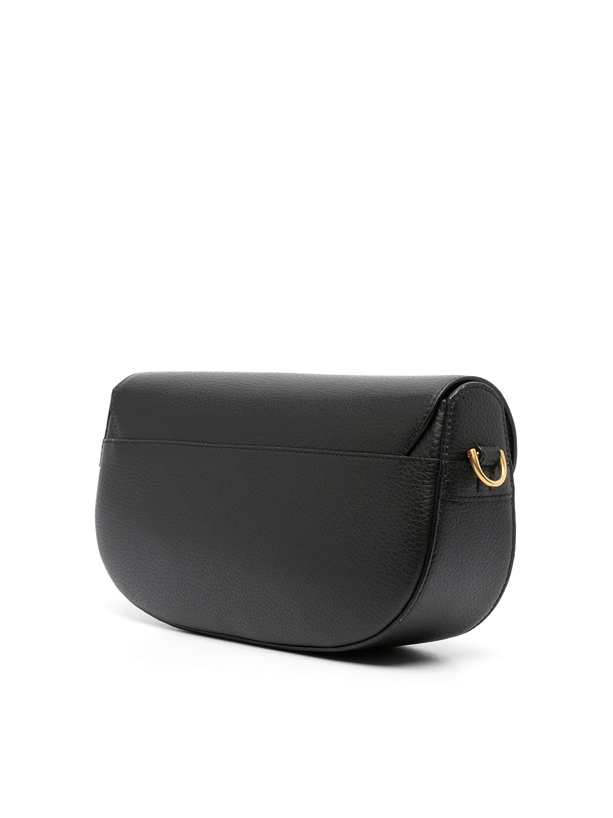 Shop Hogan Grained Leather H Bag With Strap In Black