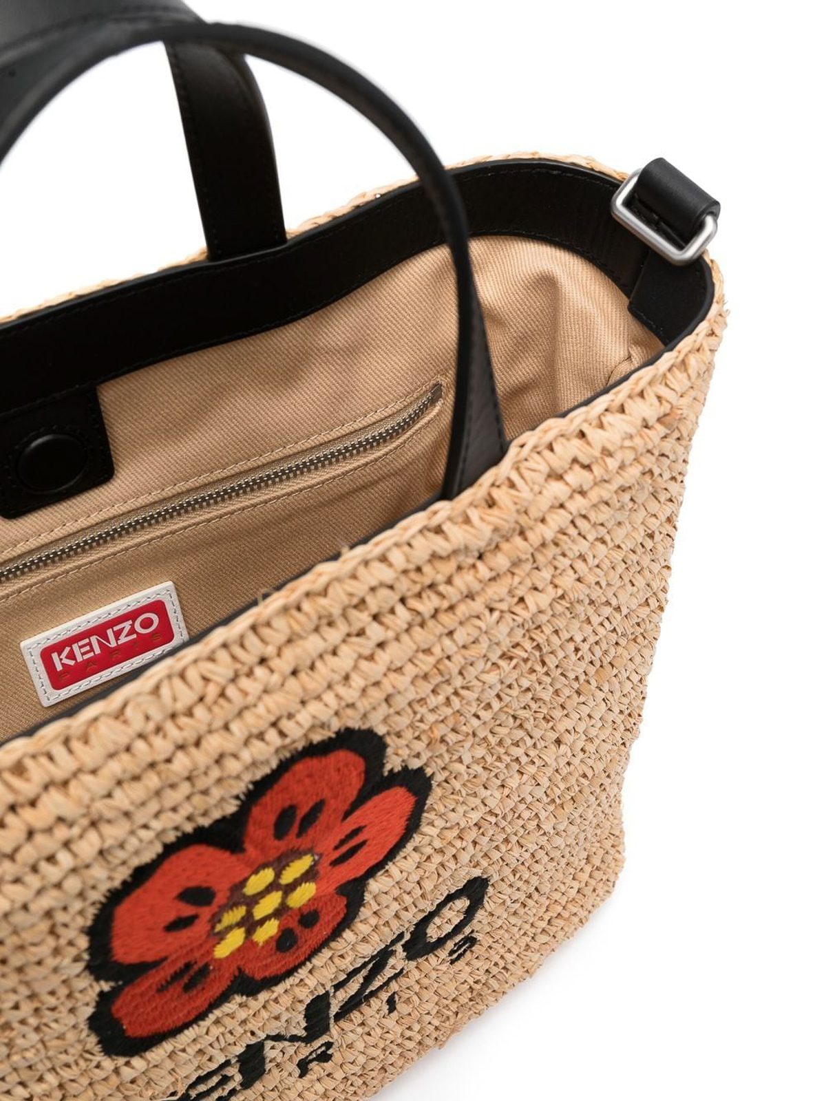 Kenzo Boke flower straw bag with leather strap|FD52SA560F0299