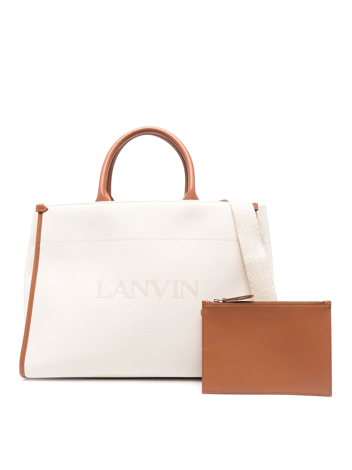 LANVIN LEATHER BAG WITH LOGO AND CONTRASTING TRIM