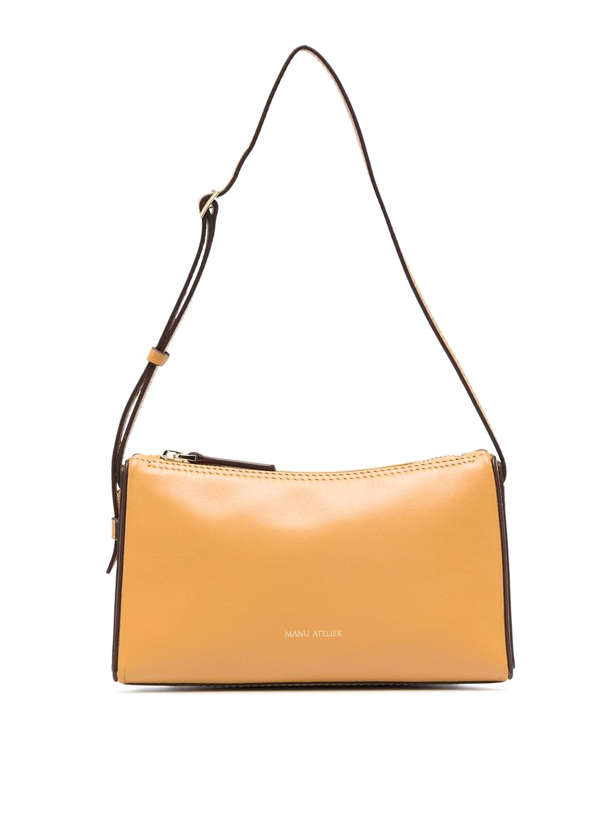 Shop Manu Atelier Mini Prism Leather Bag With Logo In Yellow