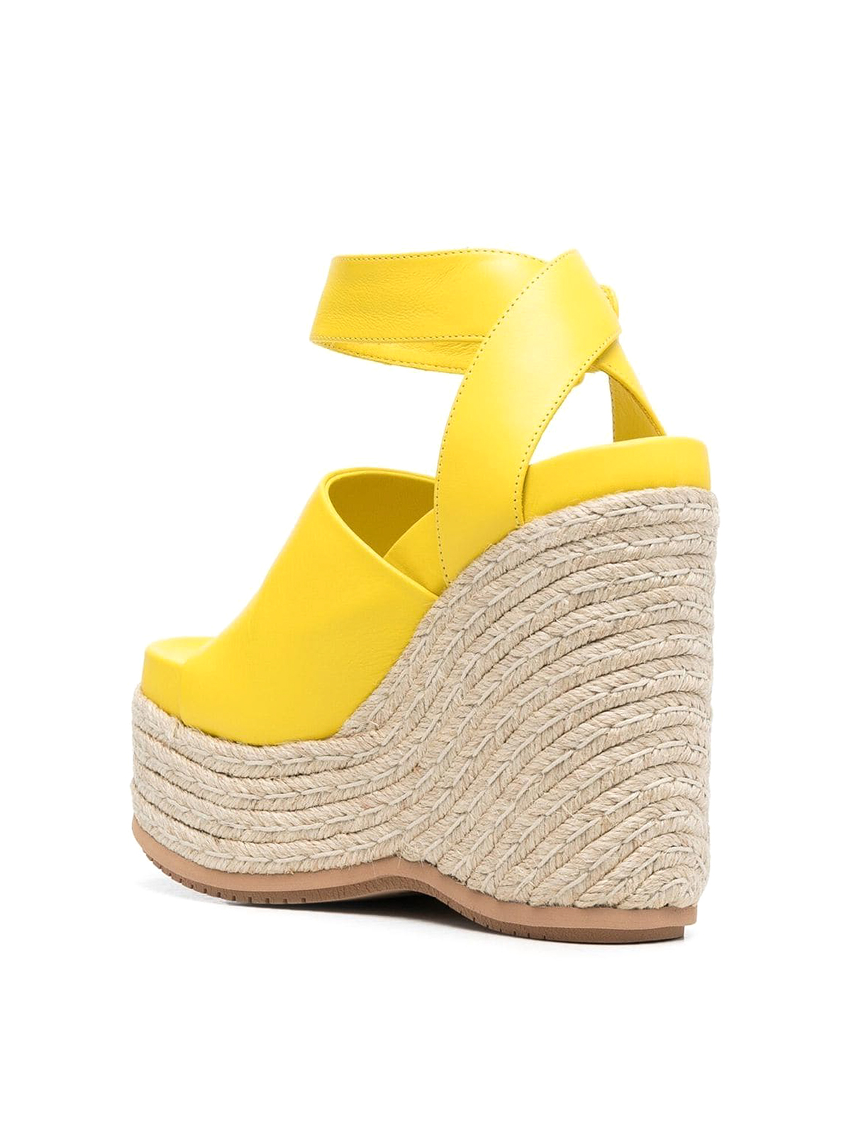 Shop Paloma Barceló Clama Jute-wedge Leather Sandals In Yellow
