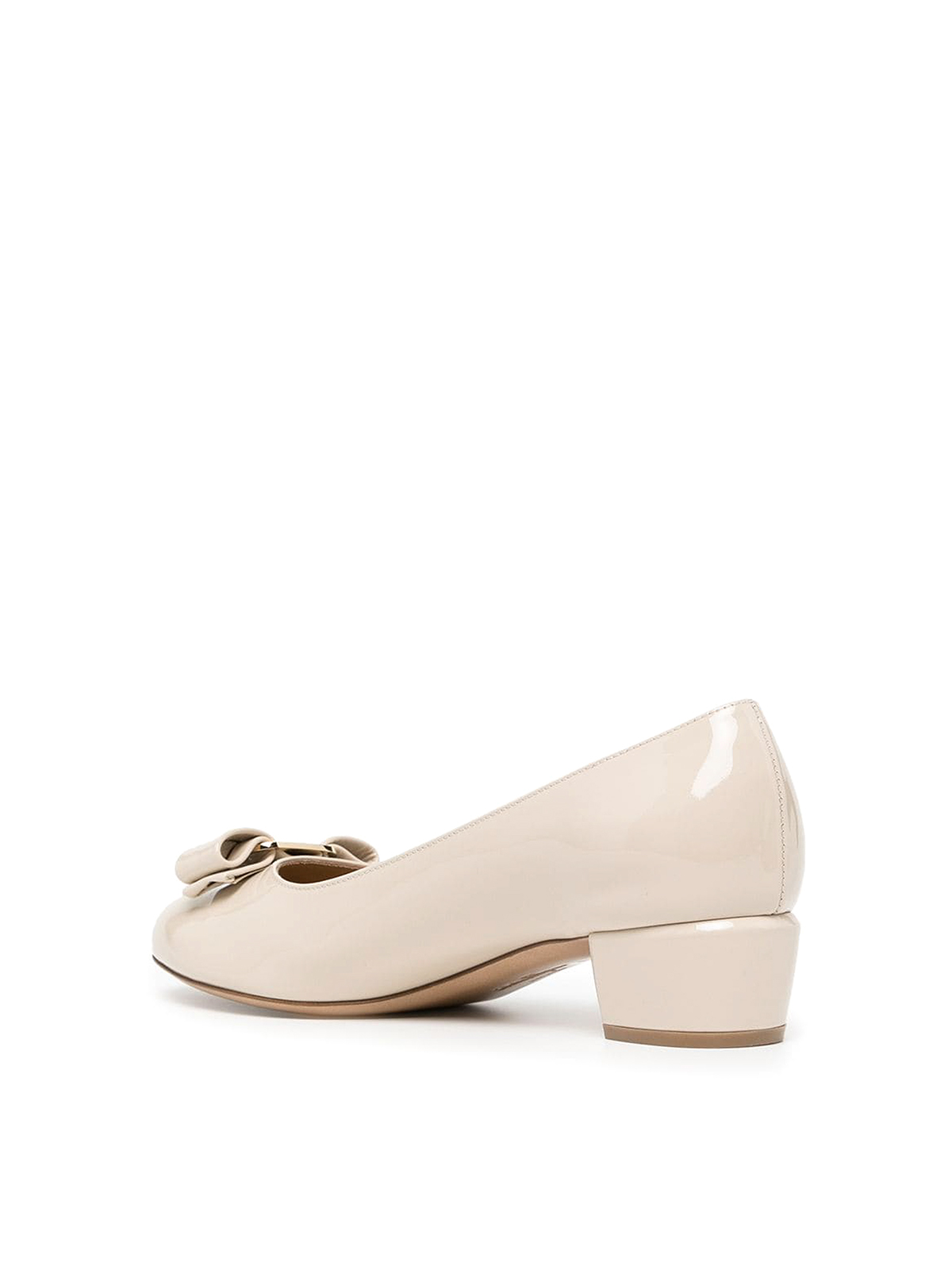 Shop Ferragamo Patent Leather Flats With Bow Detail In Blanco