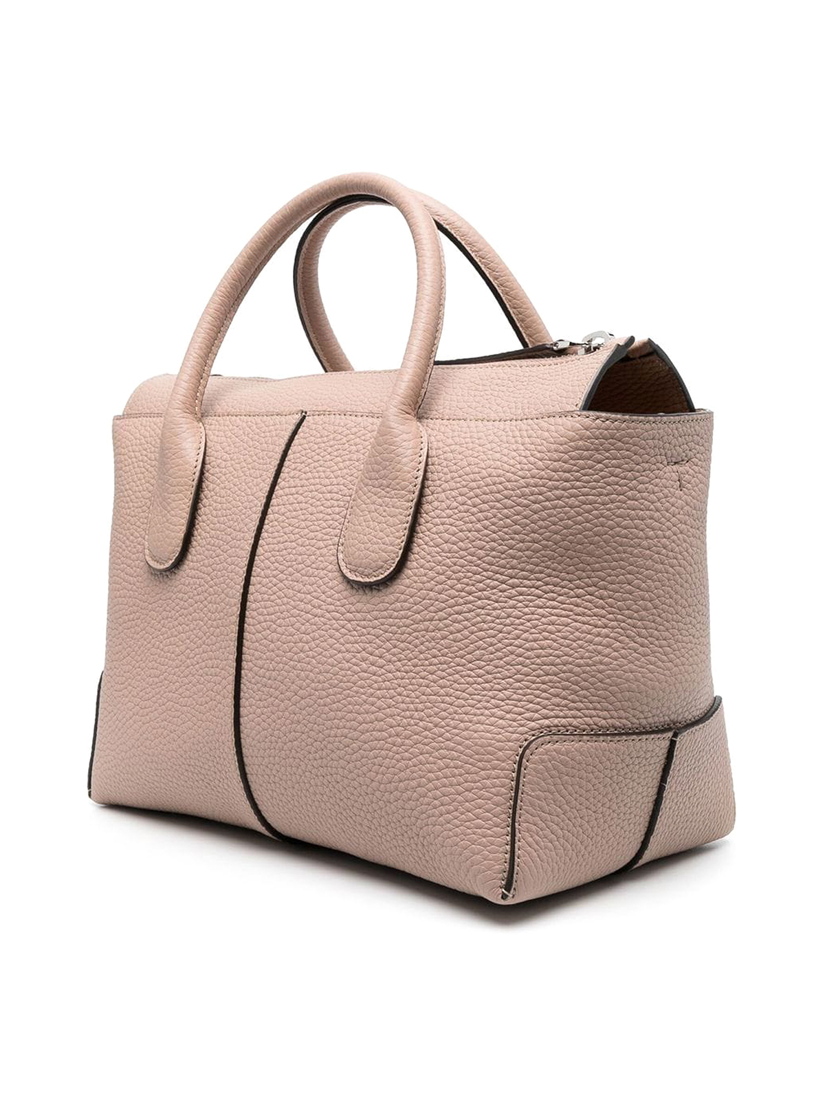 Shop Tod's Grained-leather Bag With Top Handles And Logo In Rosado