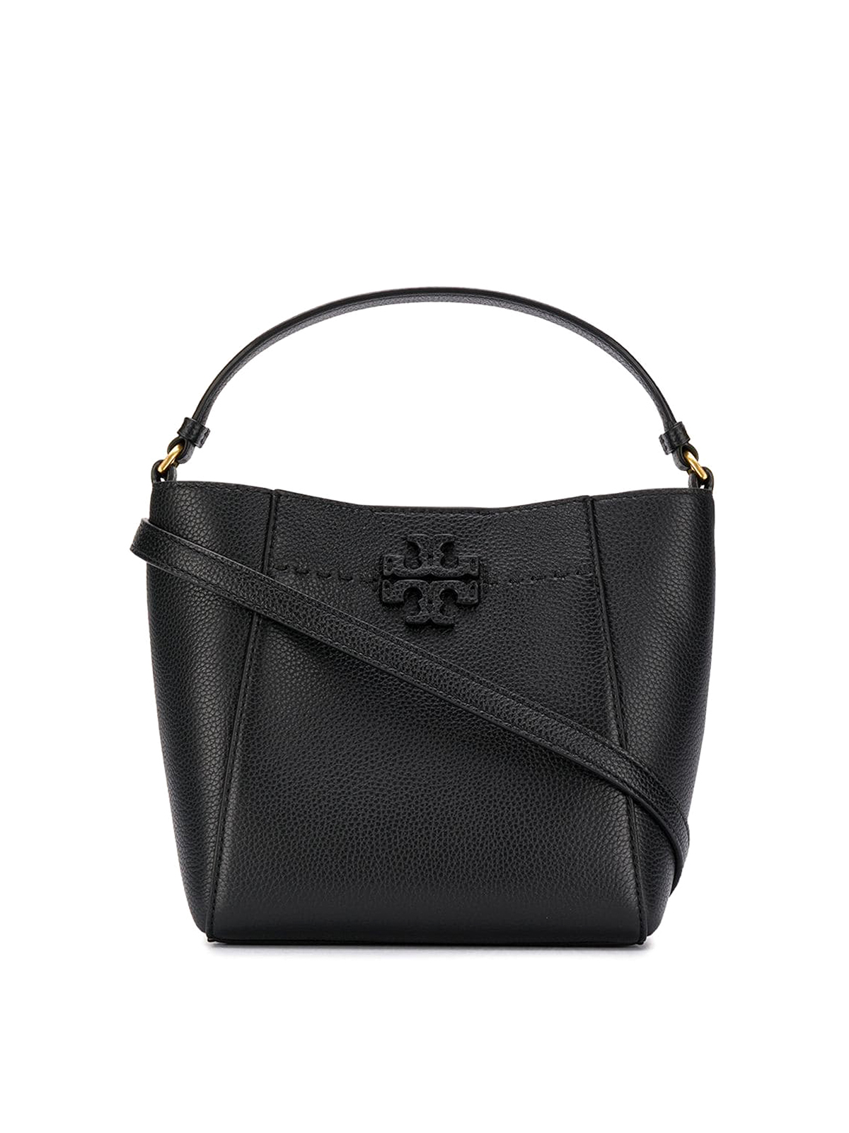 Tory Burch Mcgraw Logo-patch Leather Bag With Strap In Negro