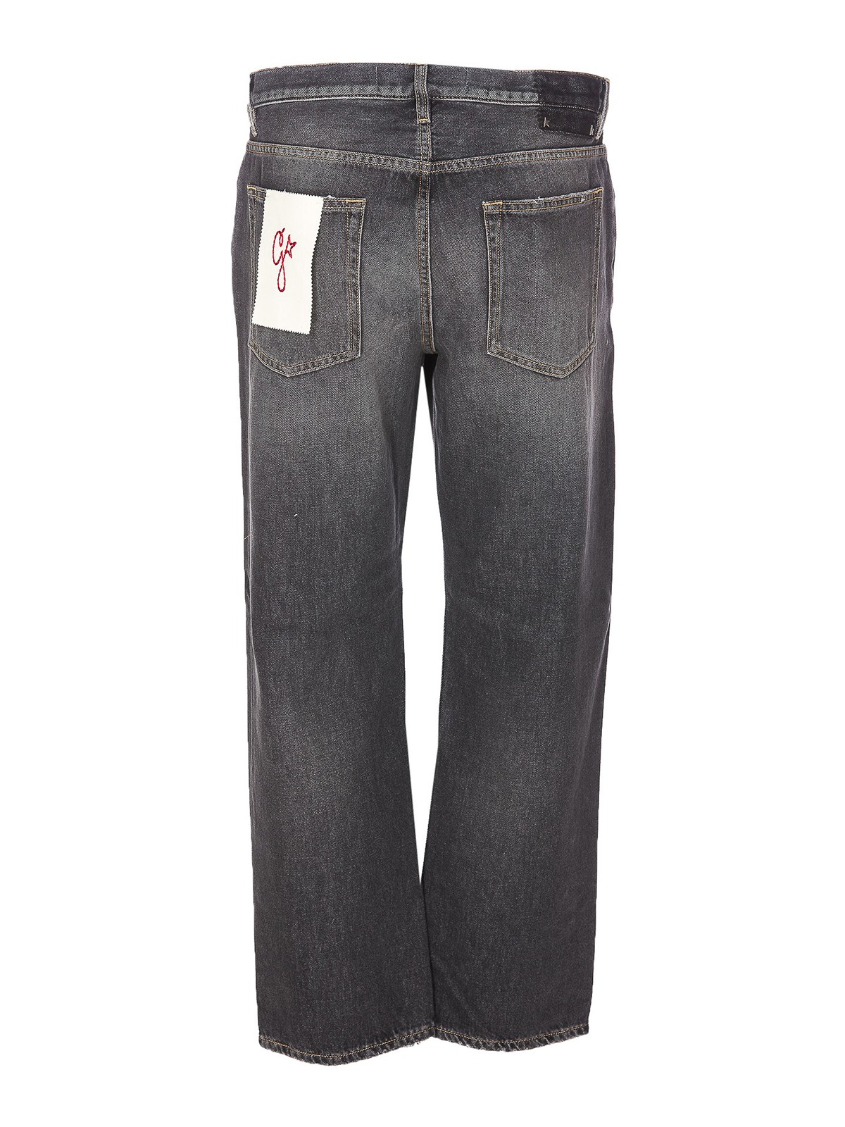 Shop Golden Goose Wide Leg Jeans With Faded Effect And Logo In Black