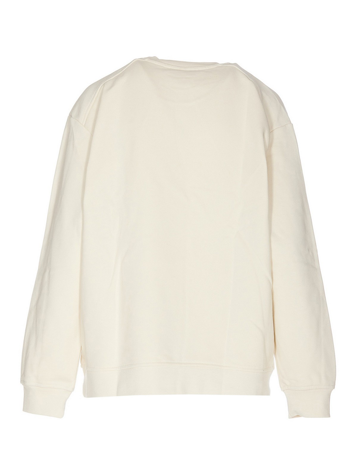 Shop Ganni Cotton Crewneck Sweatshirt With Logo In White