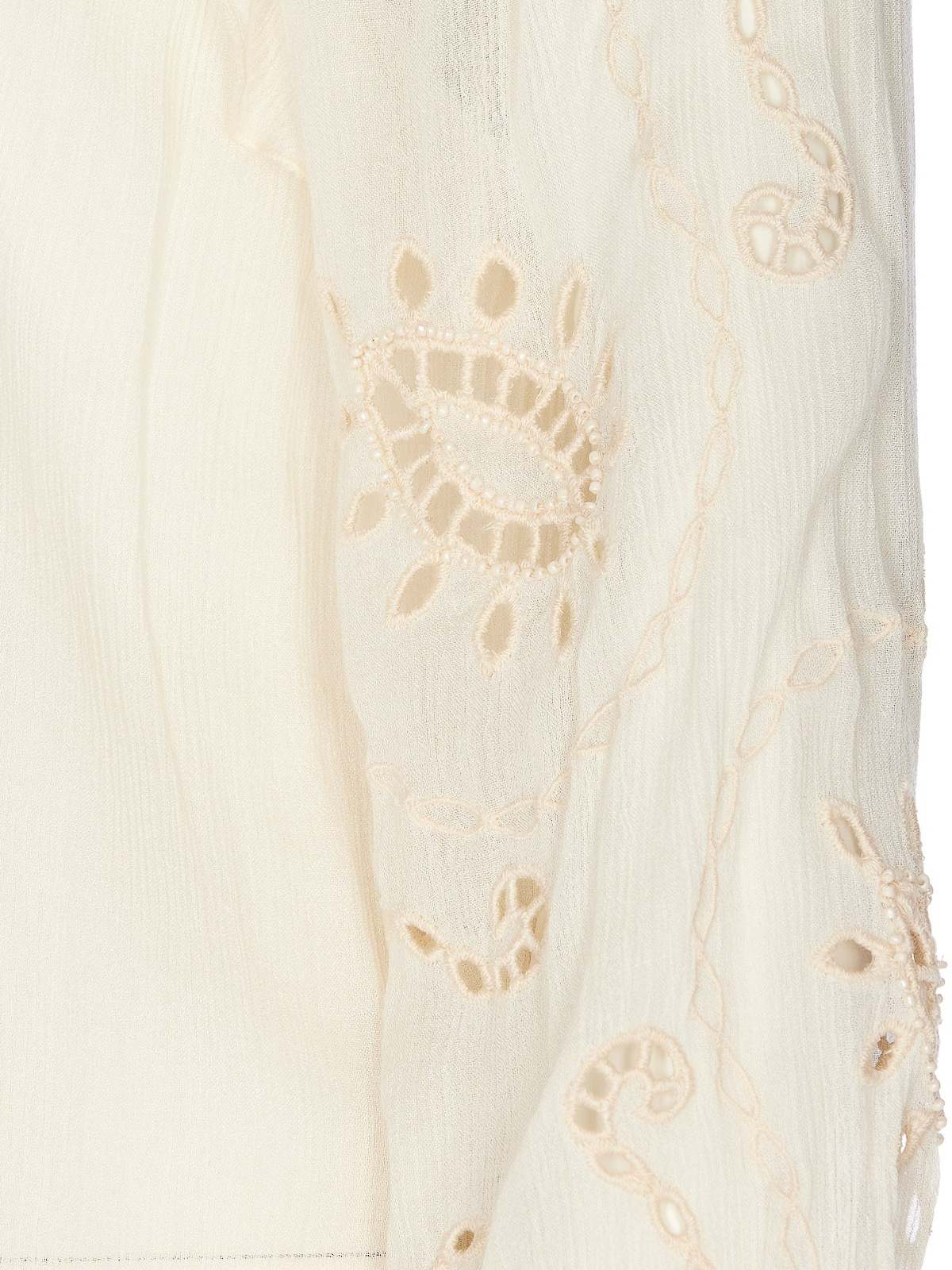 Shop Patrizia Pepe Embroidered Blouse With Sheer Effect In White