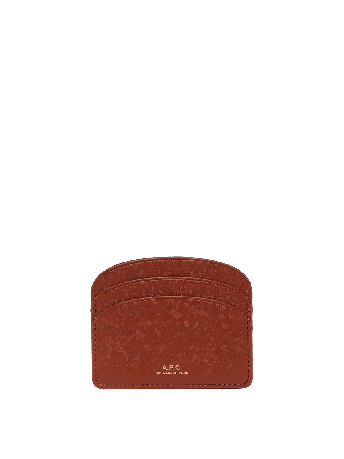 Shop Apc Leather Cardholder With Slots And Logo In Brown