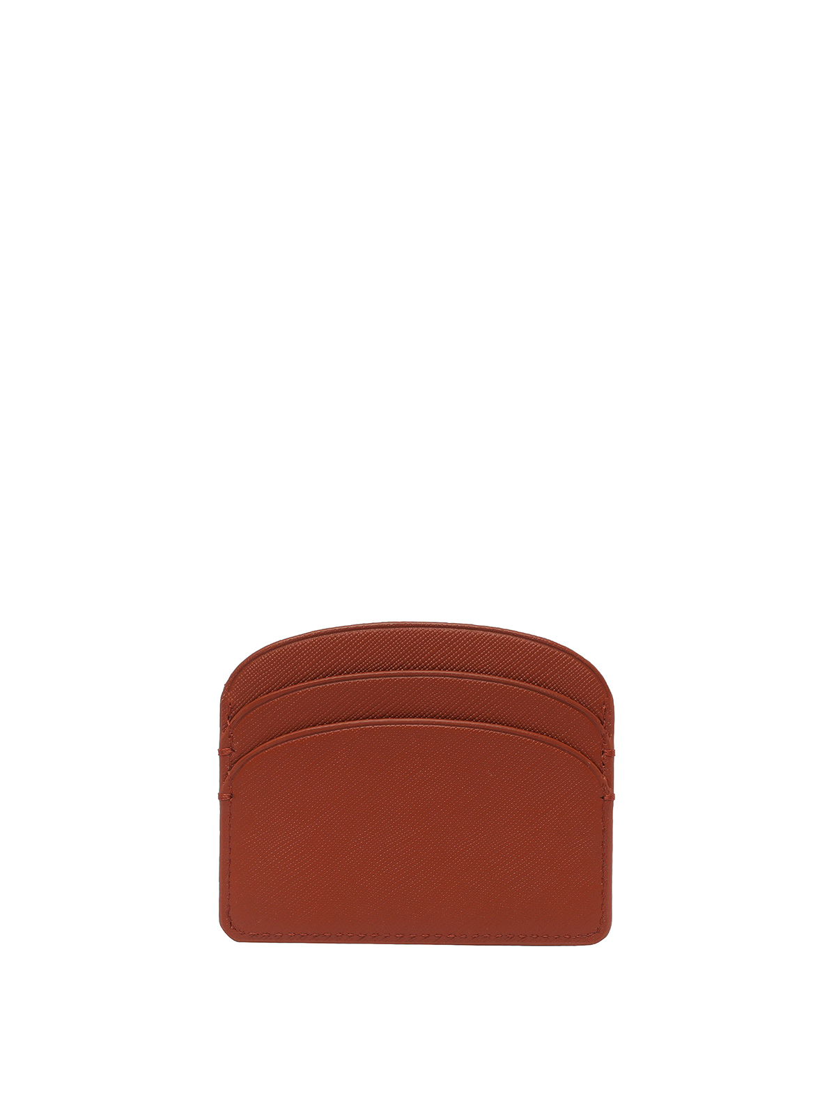 Shop Apc Leather Cardholder With Slots And Logo In Brown