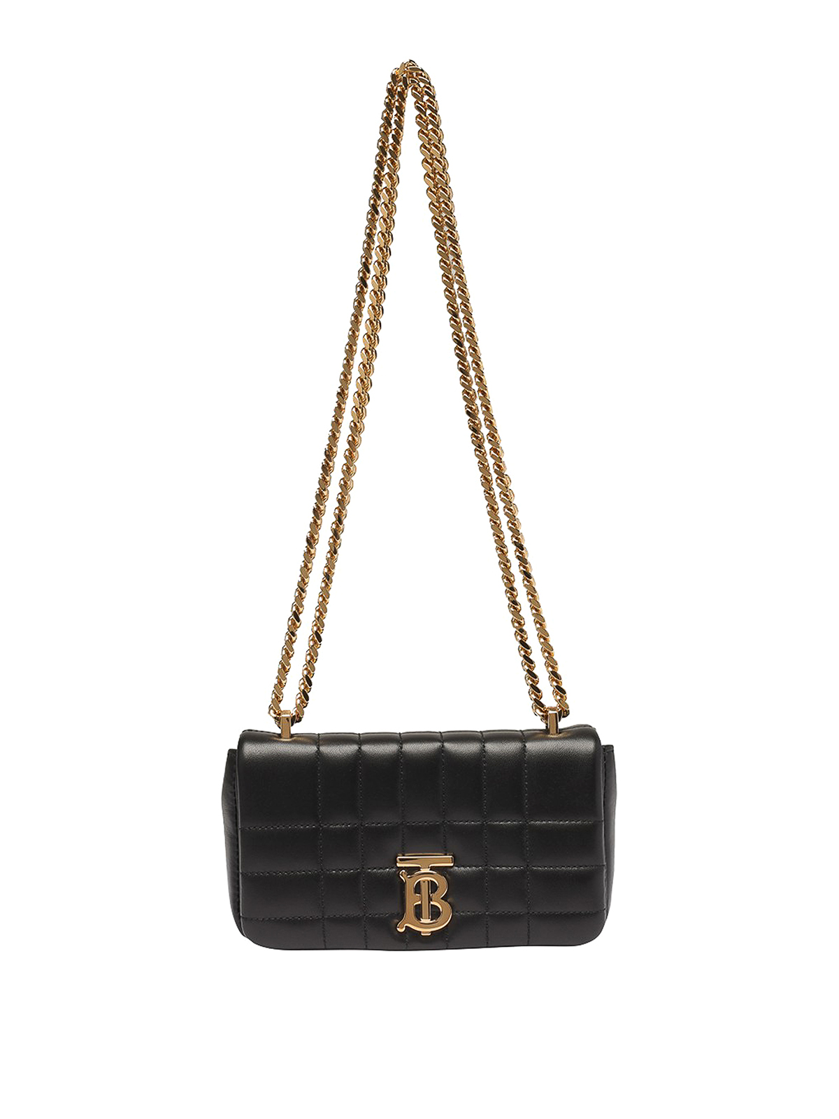 Burberry Quilted Leather Bag With Plaque Logo In Black