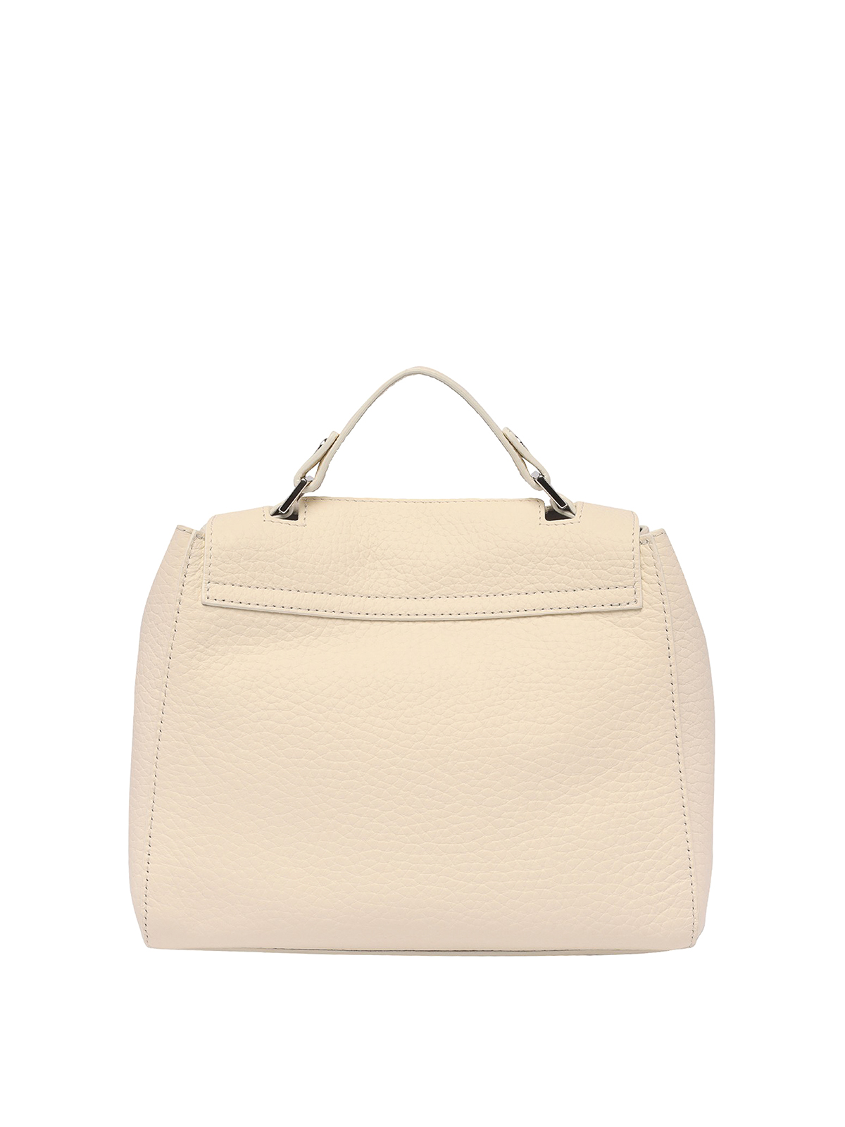 Shop Orciani Sveva Soft Hammered Leather Small Bag In White