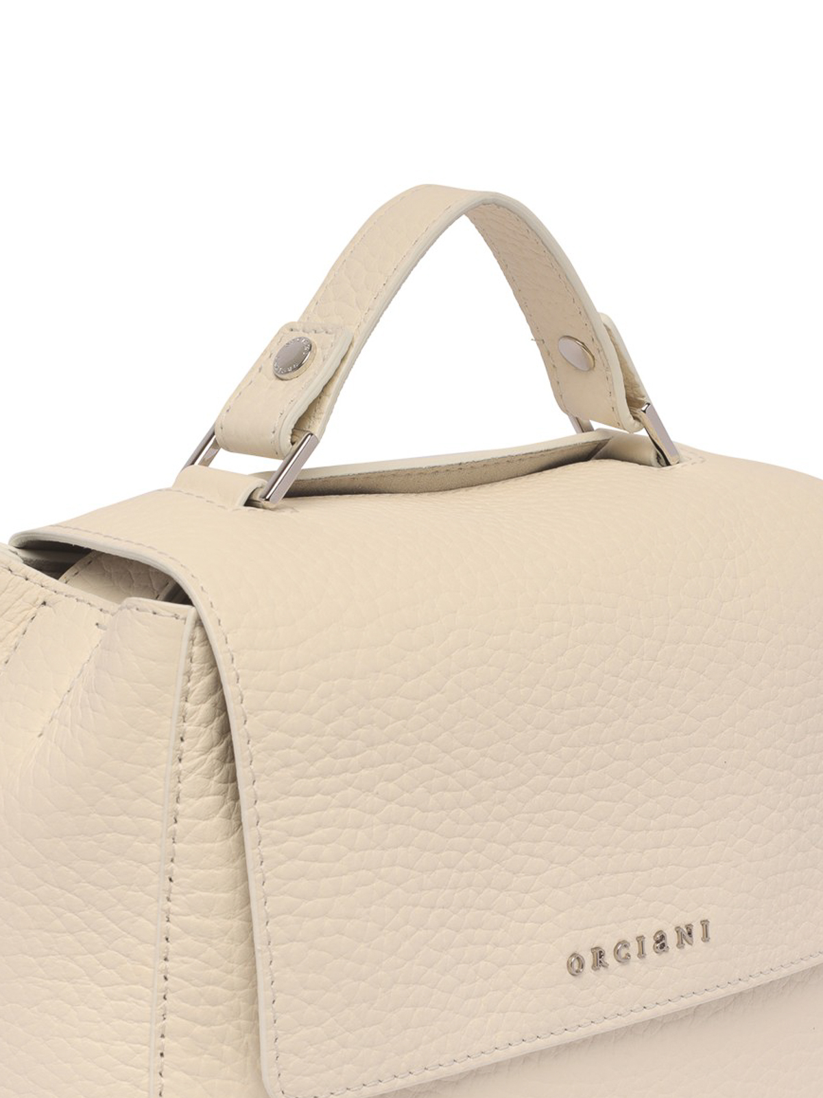 Shop Orciani Sveva Soft Hammered Leather Small Bag In White