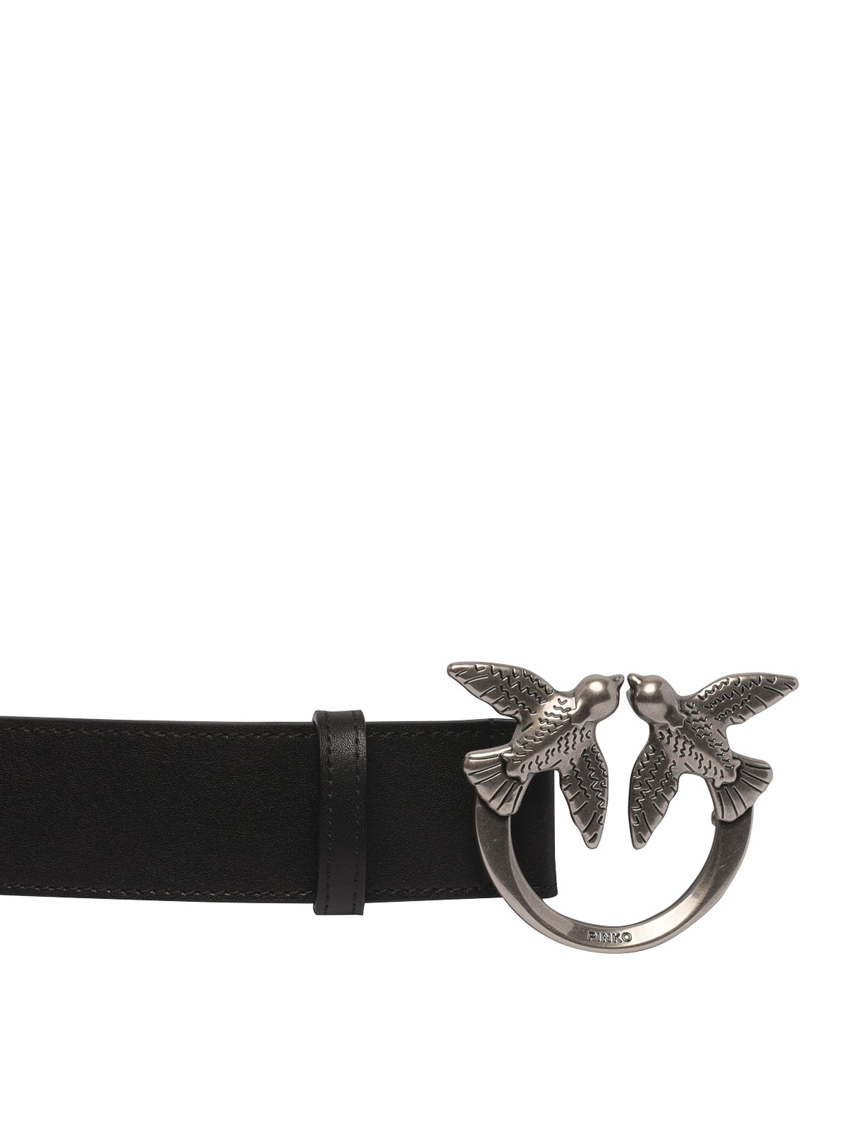 Shop Pinko Love Berry 4 Leather Belt With Logo Buckle In Black