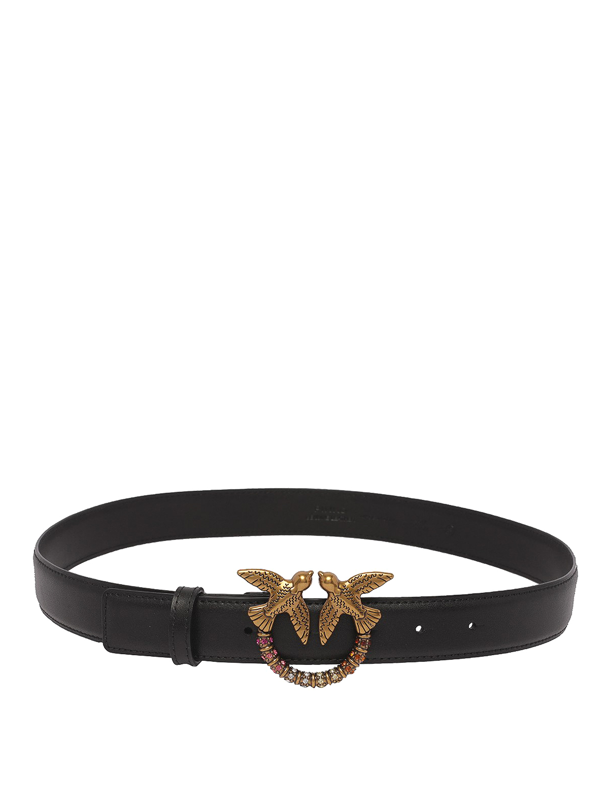 Pinko Love Berry 3 Leather Belt With Logo Buckle In Black