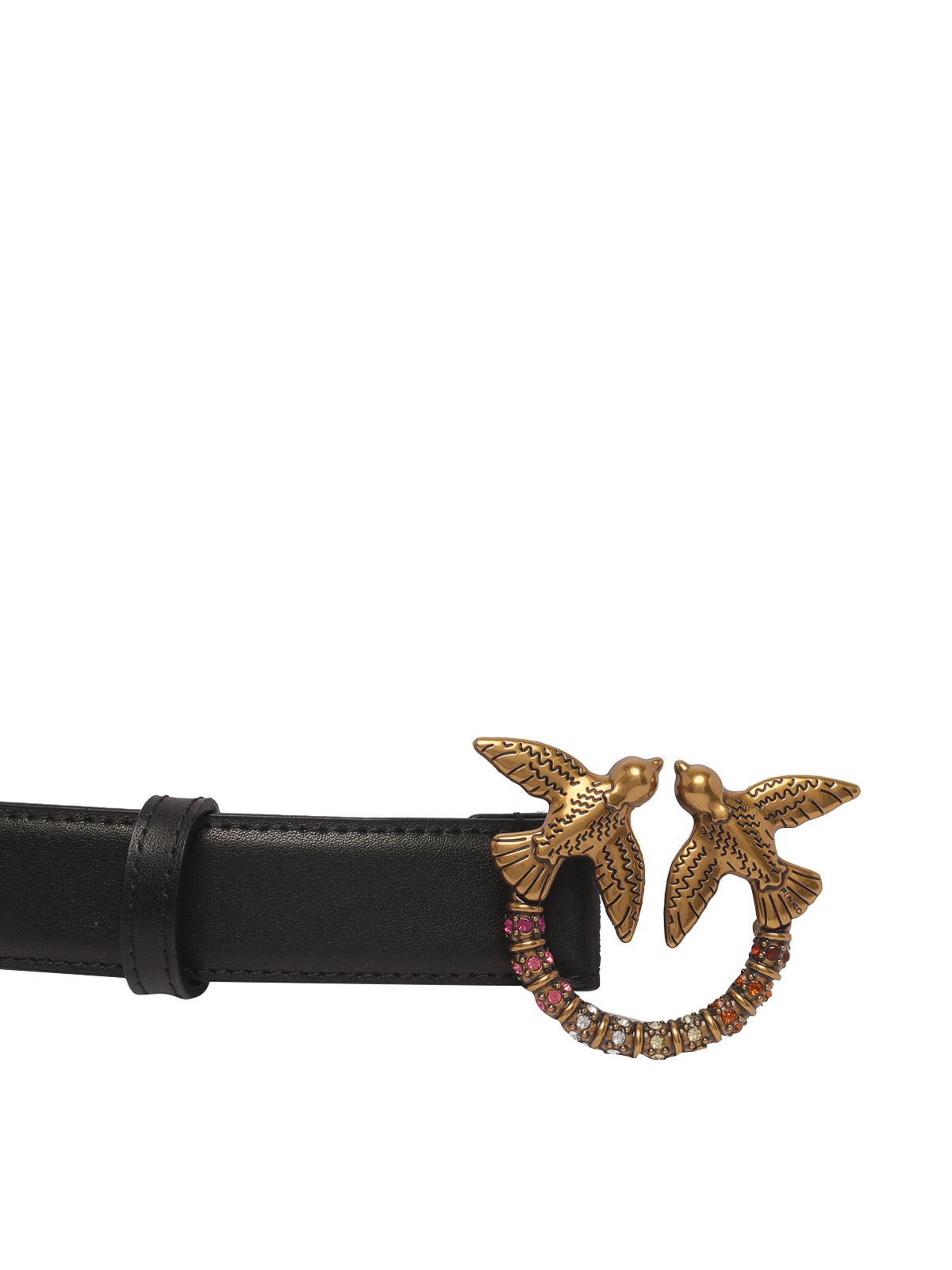 Shop Pinko Love Berry 3 Leather Belt With Logo Buckle In Black