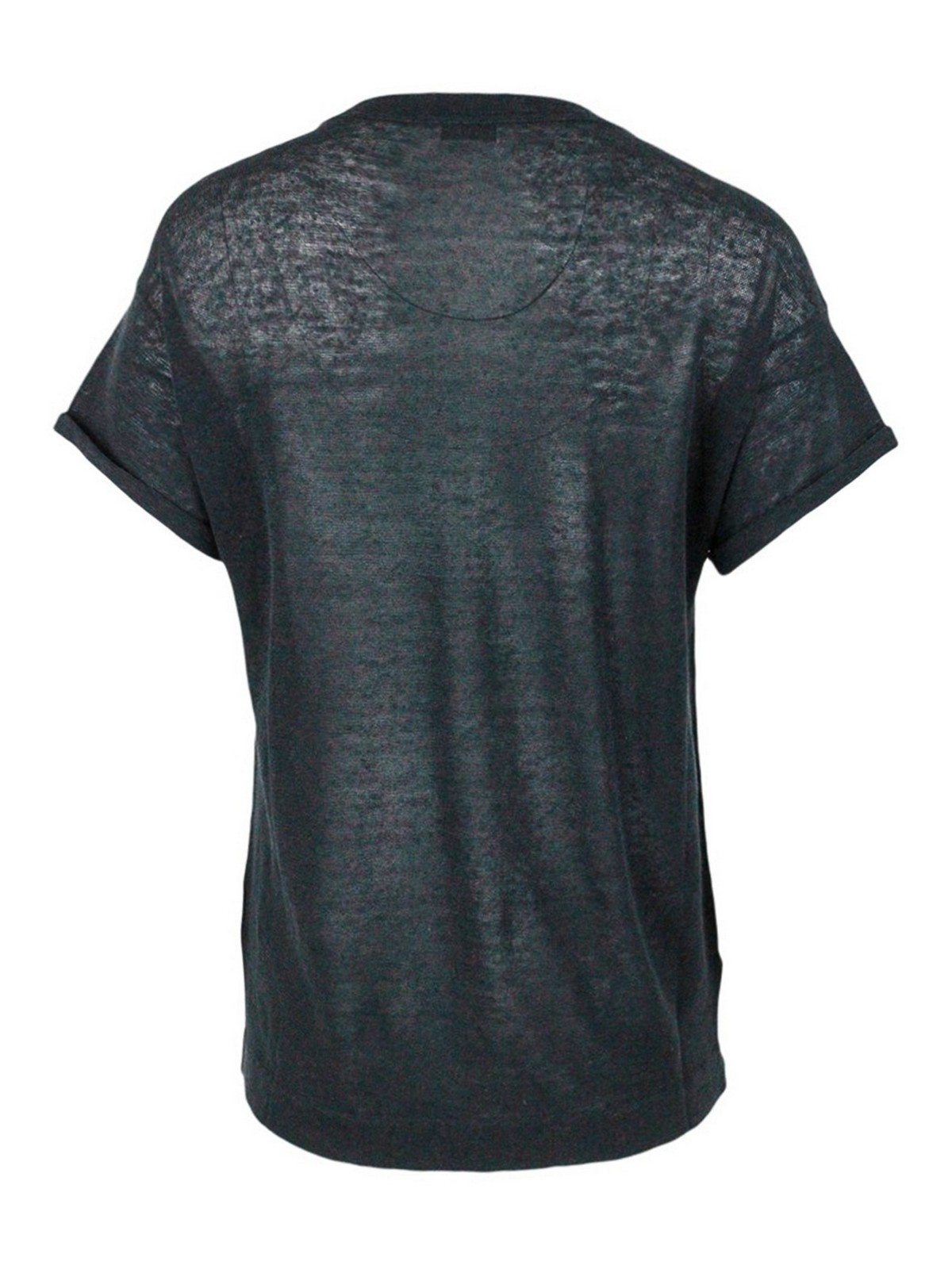 Shop Brunello Cucinelli Linen Crewneck T-shirt In Grey