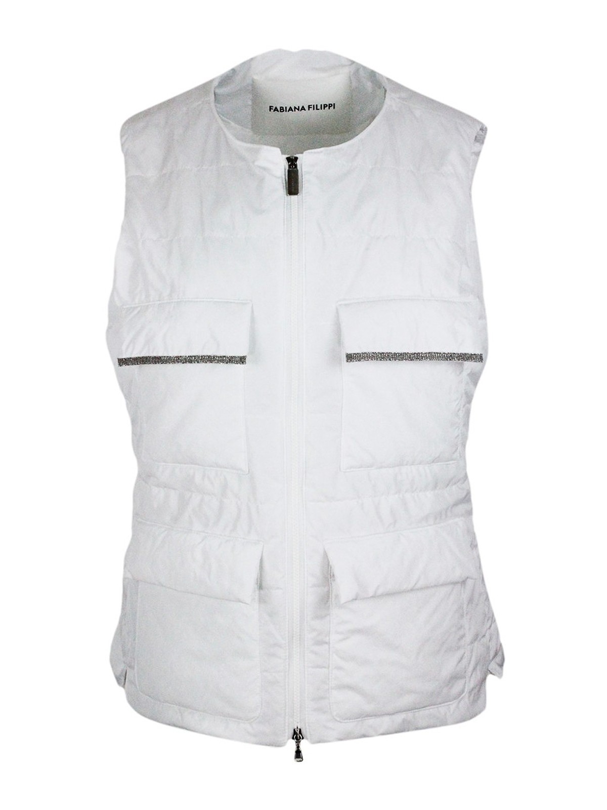 Shop Fabiana Filippi Padded Vest With Pockets In White
