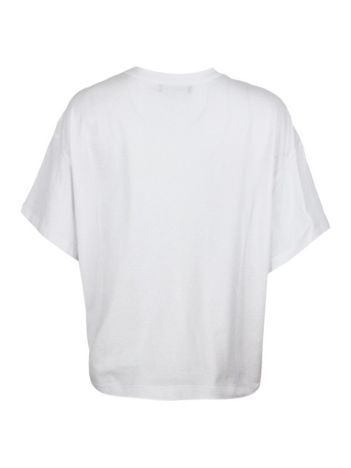 Shop Fabiana Filippi Cotton Crewneck T-shirt With Lace In Blanco