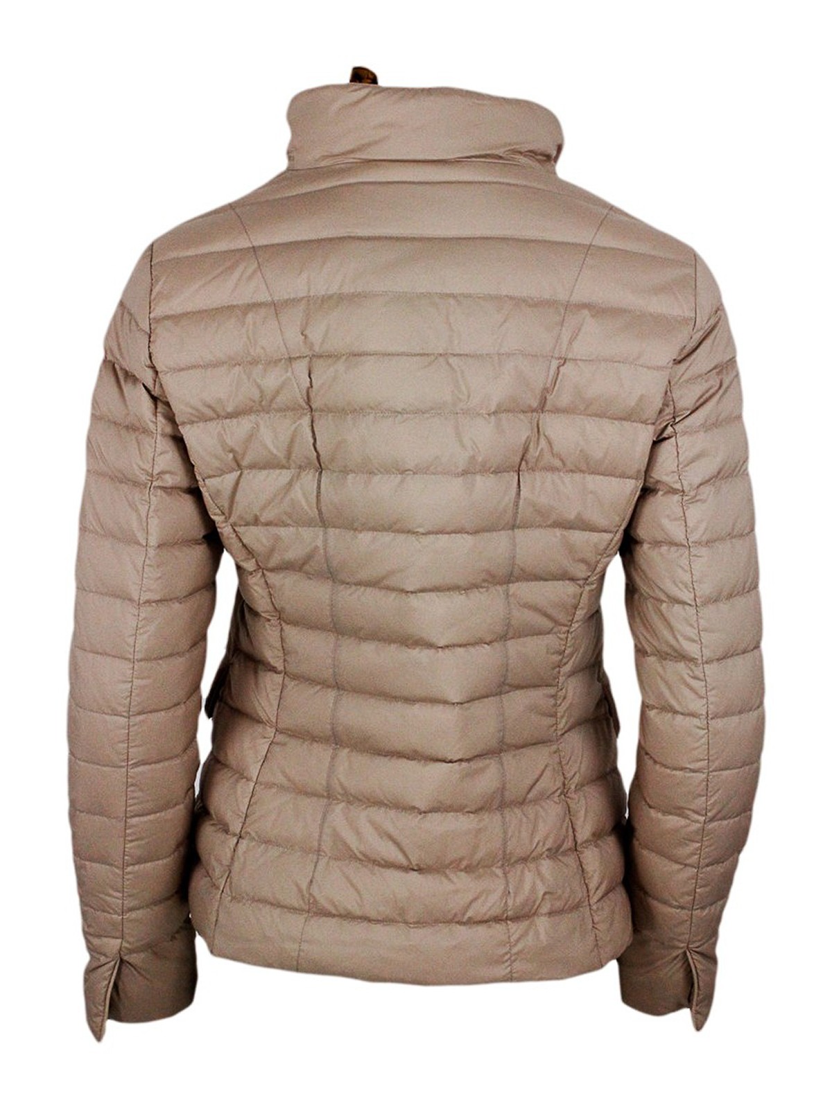 Shop Moorer Padded Jacket With Buttons In Brown
