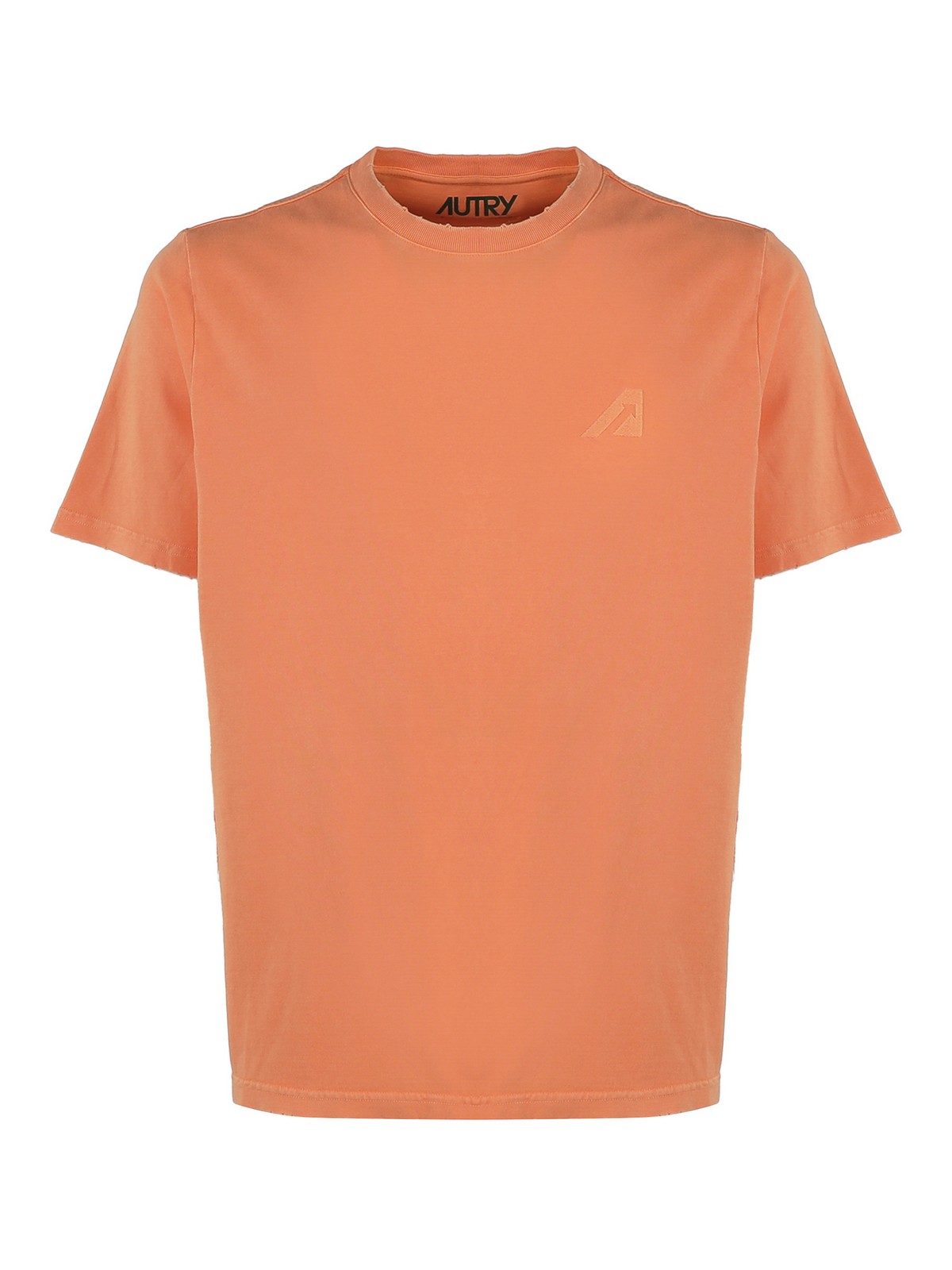 Autry Crewneck T-shirt In Pure Cotton In Orange