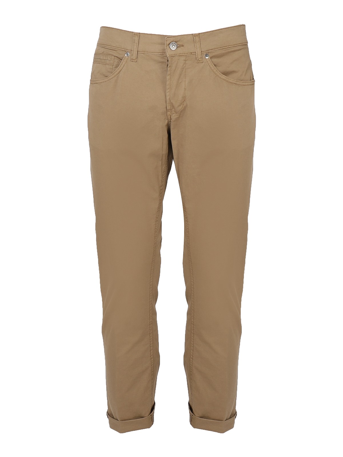 Dondup Straight Leg Trousers With Logo In Beige