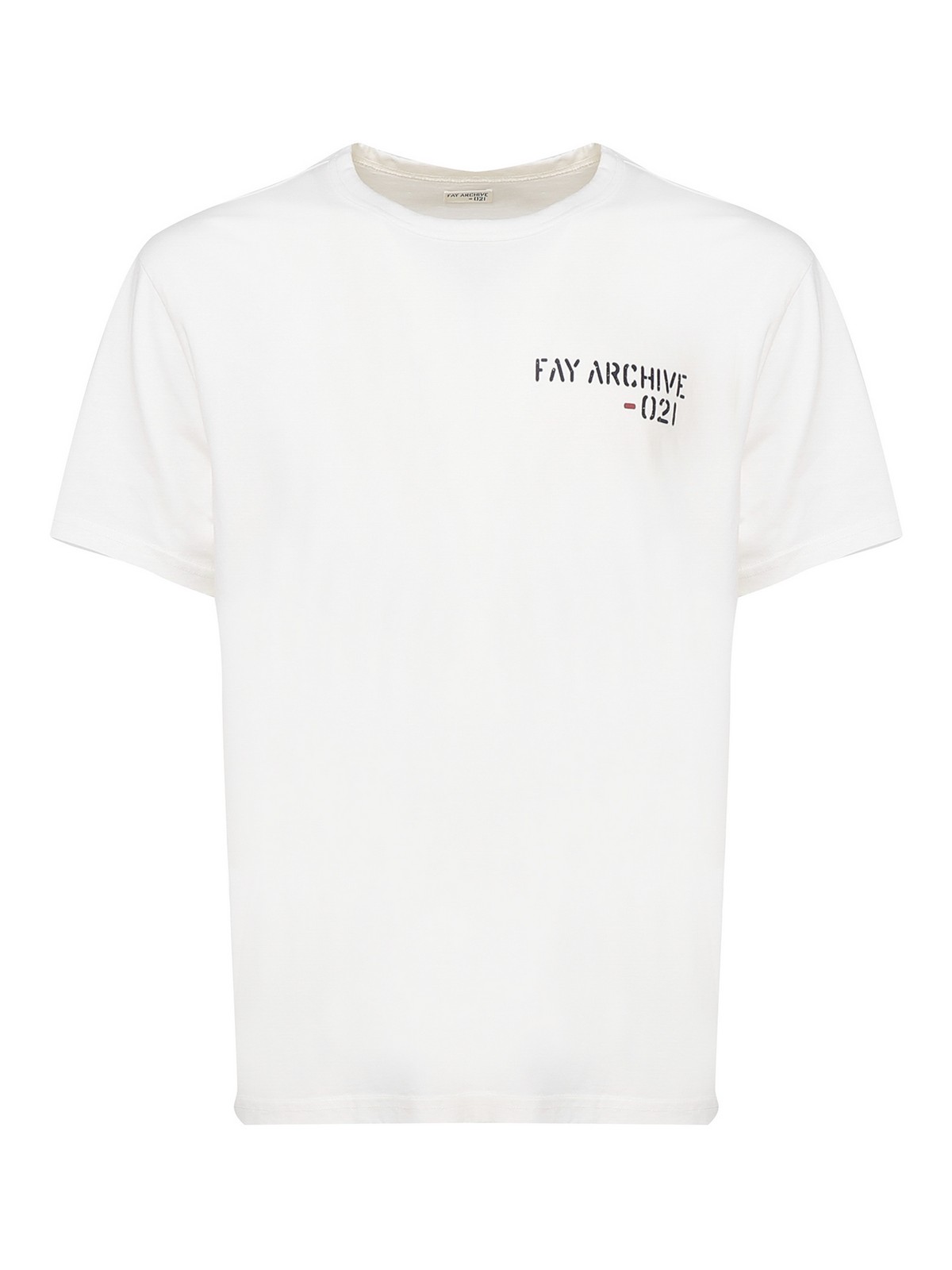 Fay Crewneck T-shirt With Logo In White