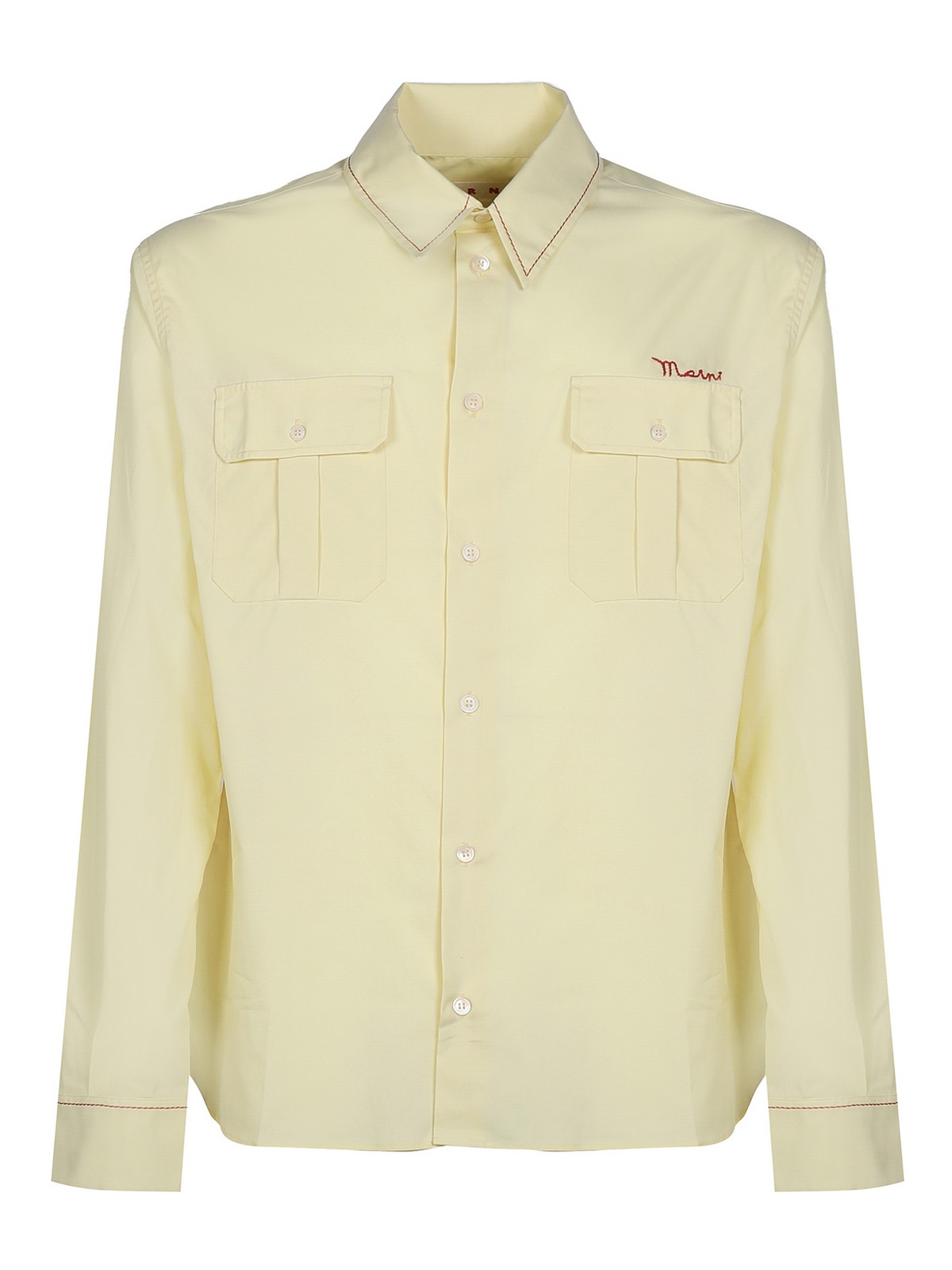 Marni Cotton Shirt With Embroidery In Yellow