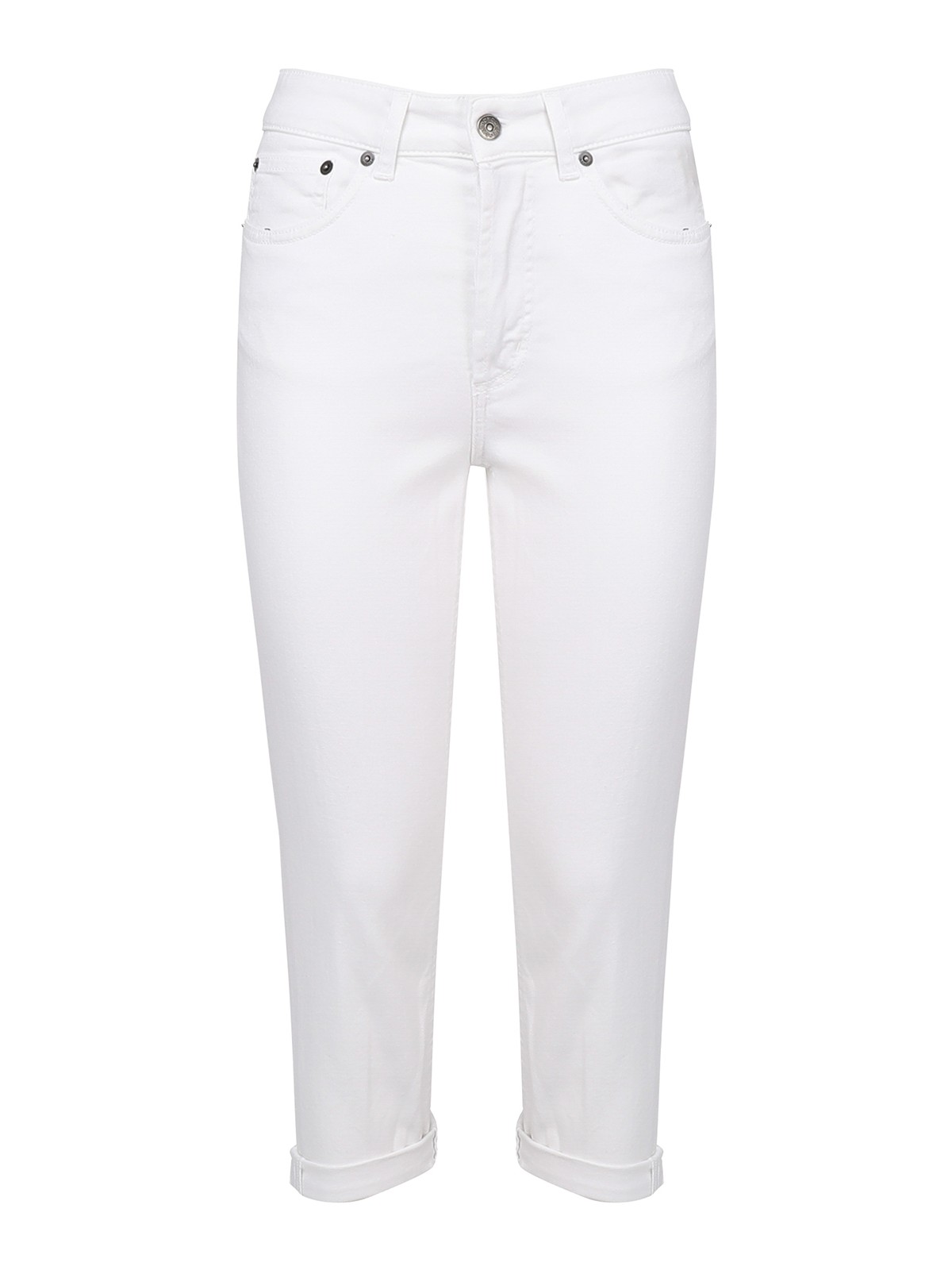 Dondup Straight Leg Jeans With Jewel Buttons In White