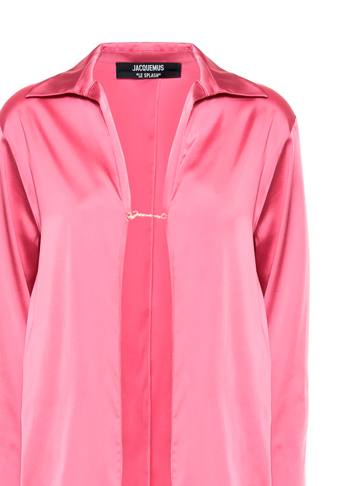 Shop Jacquemus Satin Shirt With Split On The Back In Pink