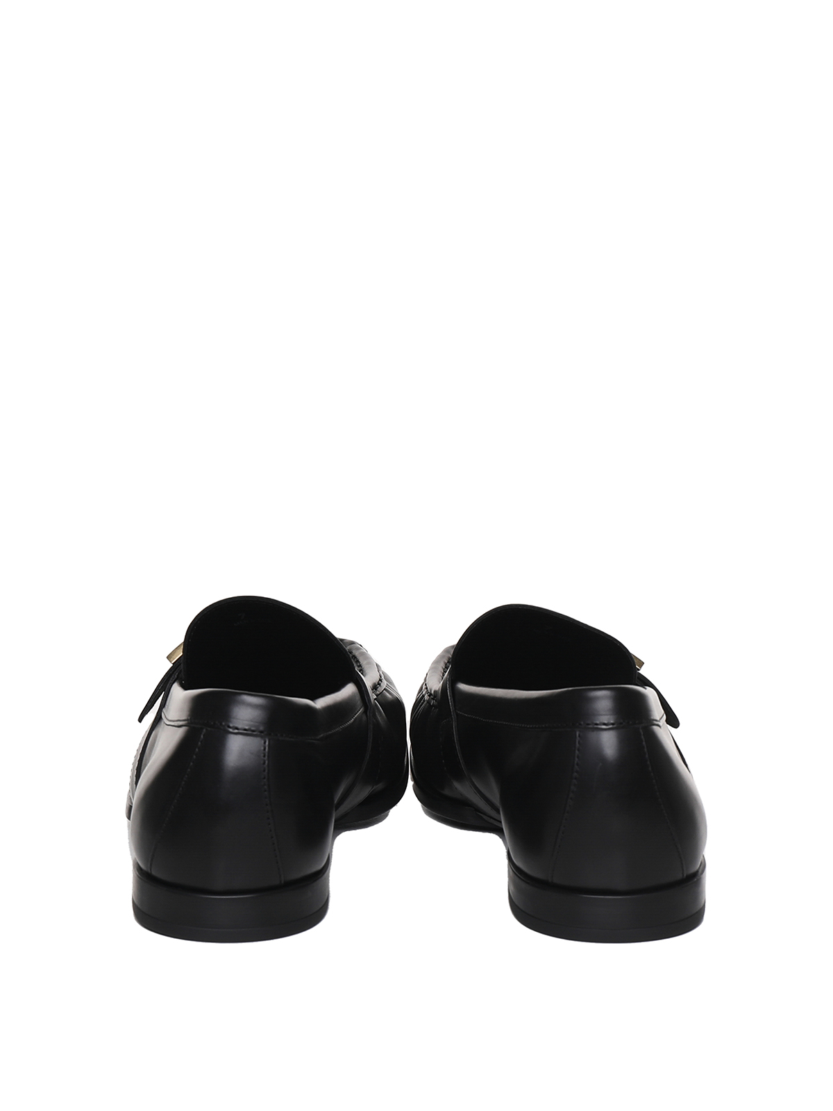 Shop Tod's Leather Loafers With Strap And Logo In Negro