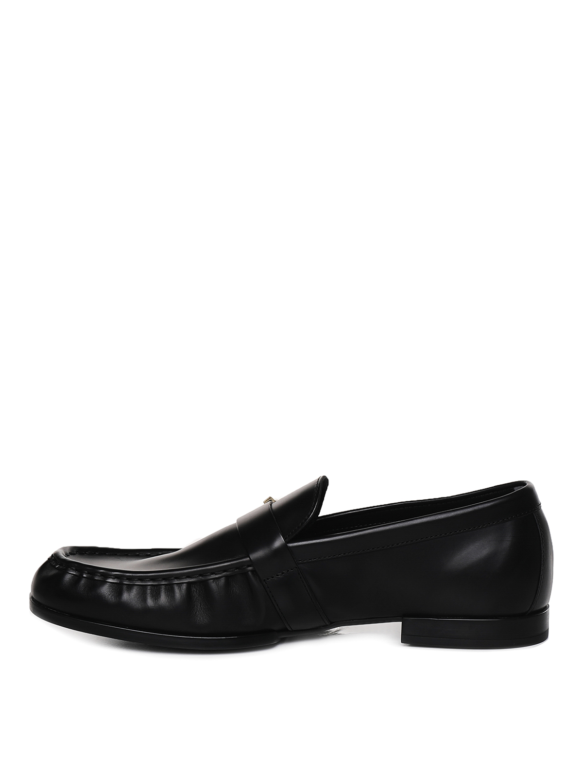 Shop Tod's Leather Loafers With Strap And Logo In Negro