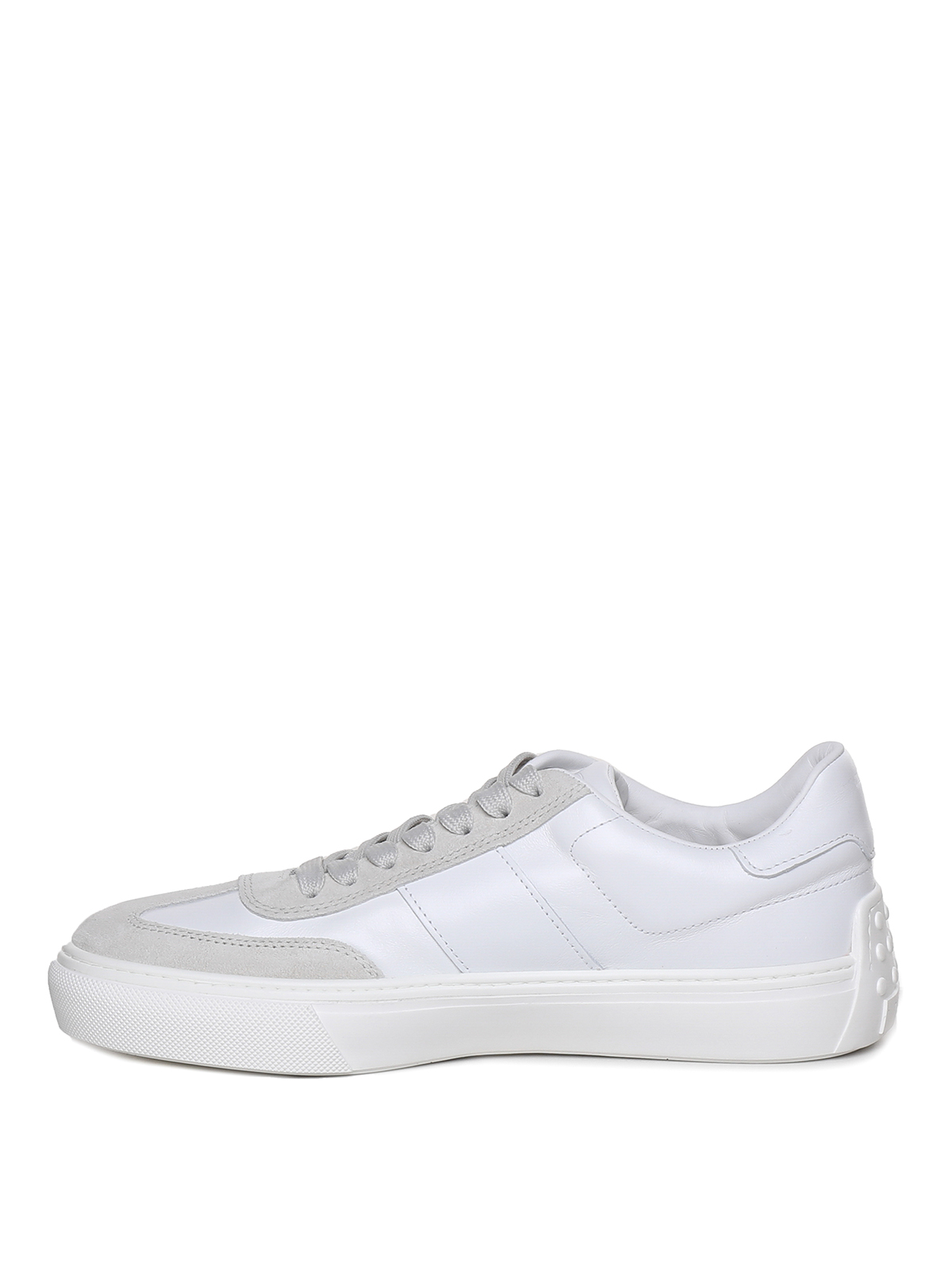 Shop Tod's Leather Sneakers With Suede Details In Blanco