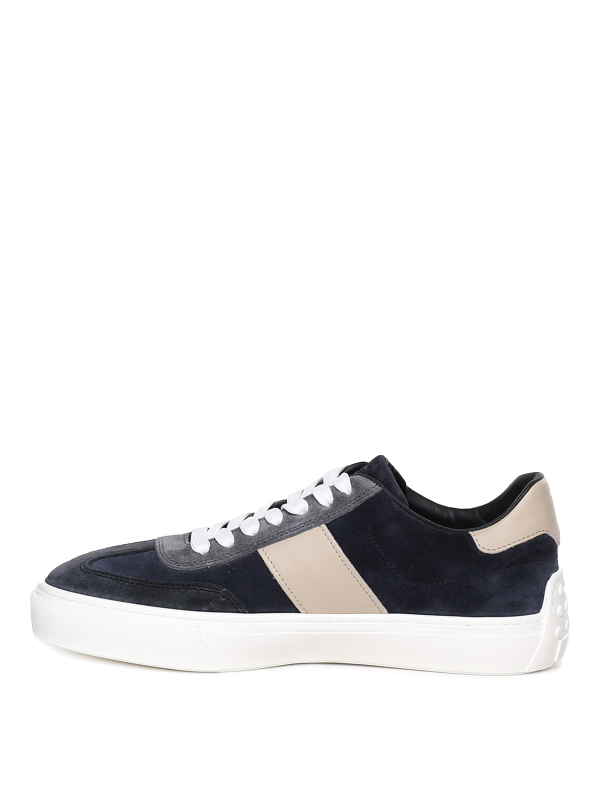Shop Tod's Suede Sneakers With Leather Band With Logo In Black