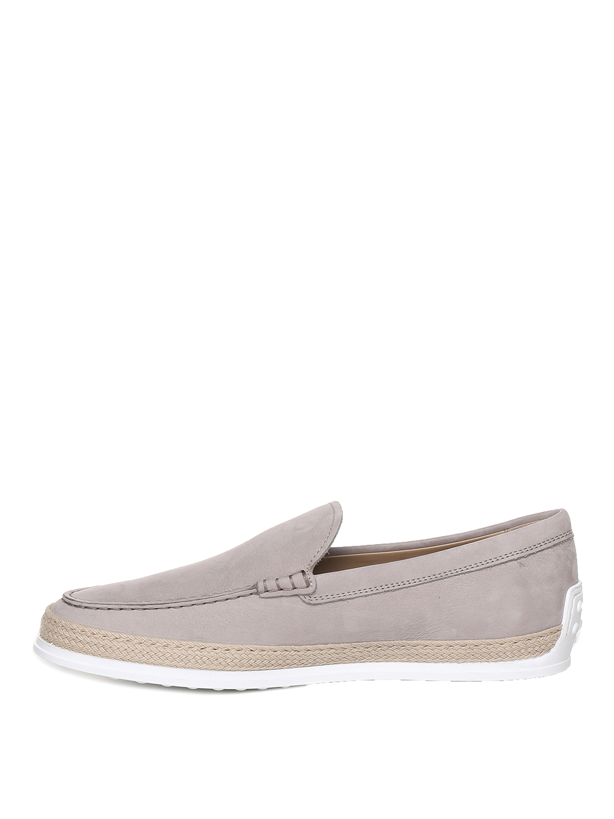 Shop Tod's Suede Loafers With Seams And Braid Detail In Light Grey
