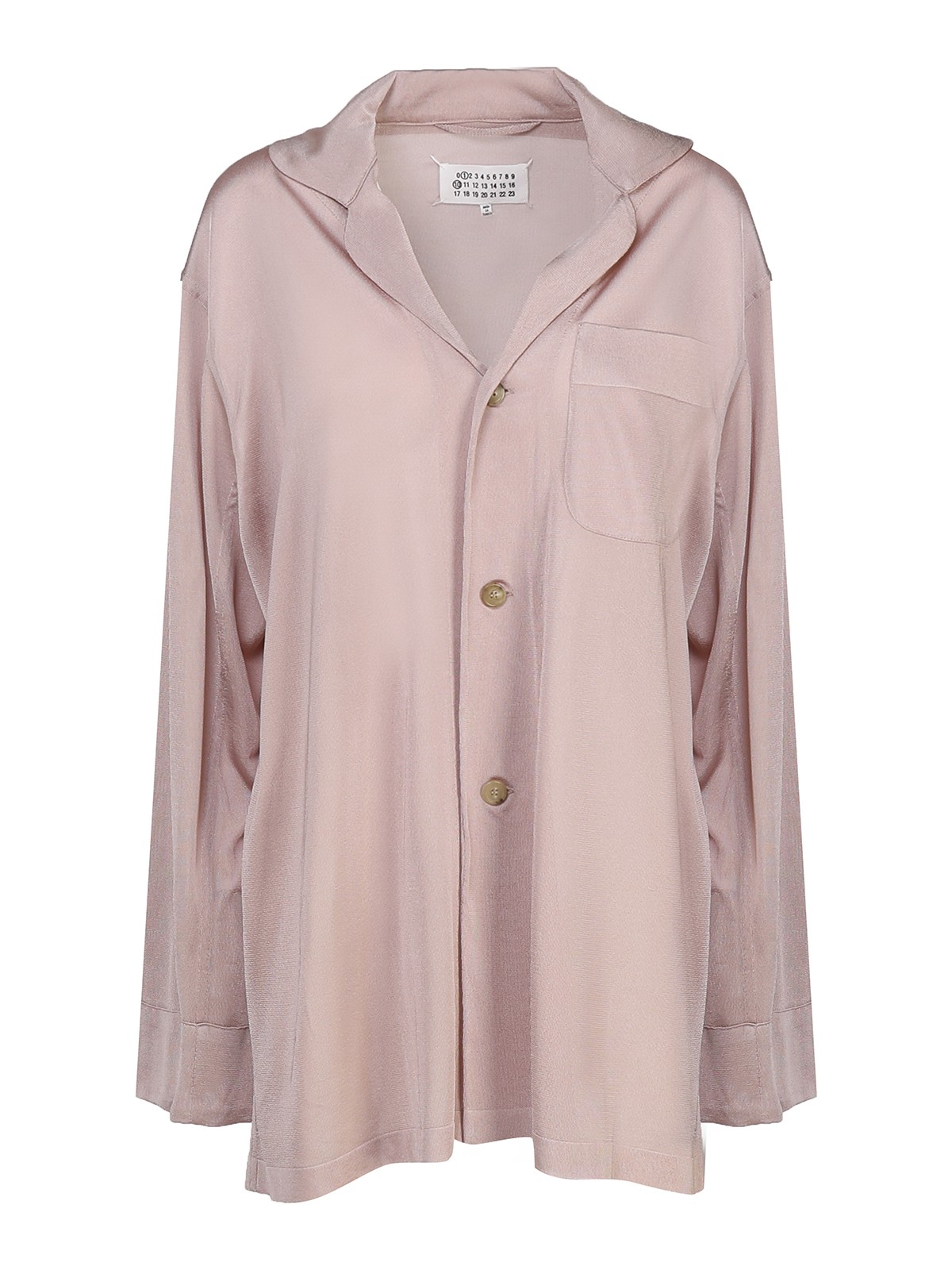 Shop Maison Margiela Viscose Large Shirt With Pocket On The Chest In Pink