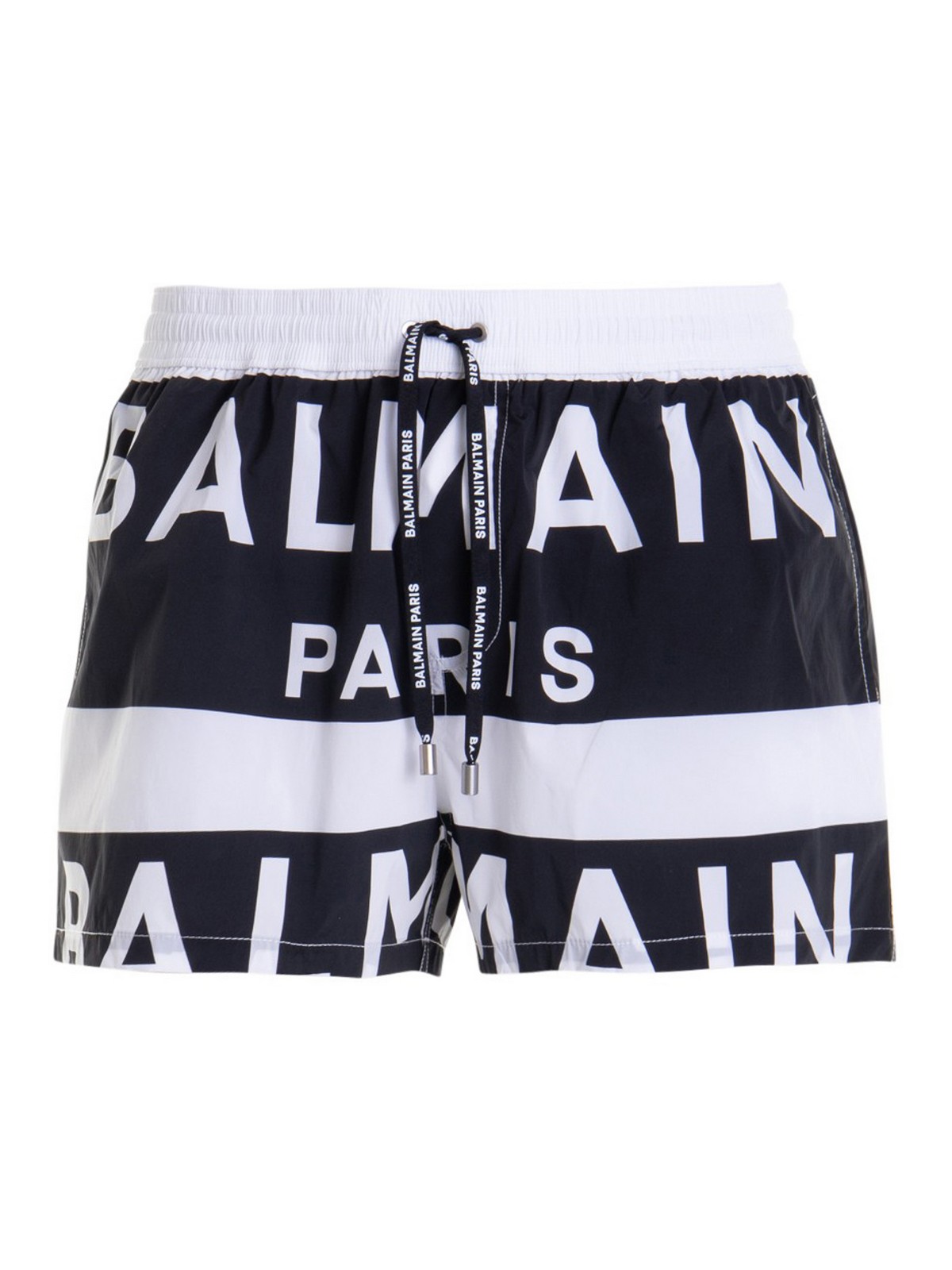 Balmain Swimsuit With Logo And Drawstring In Black