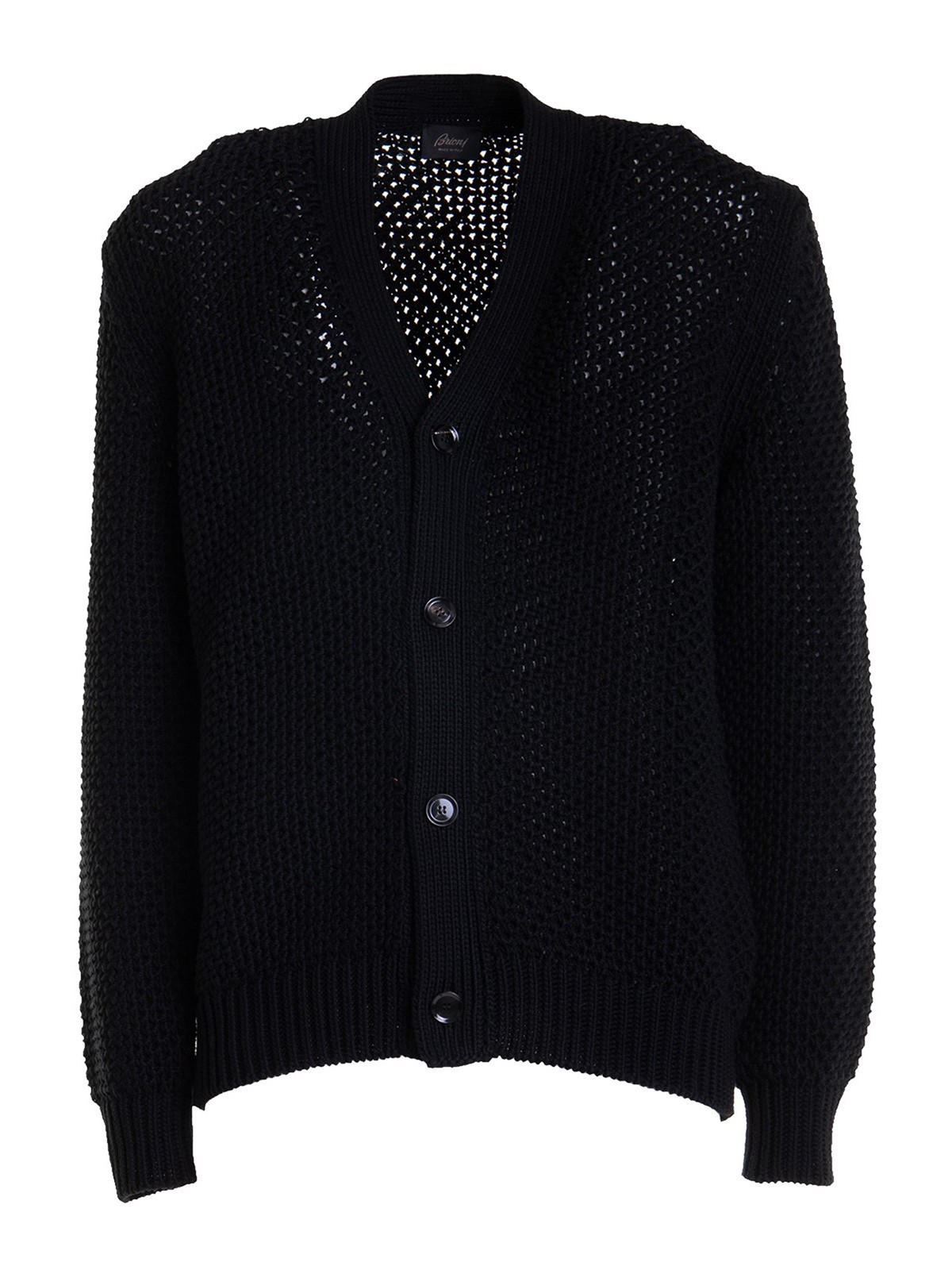Brioni Cotton Crochet Cardigan With Buttons In Black