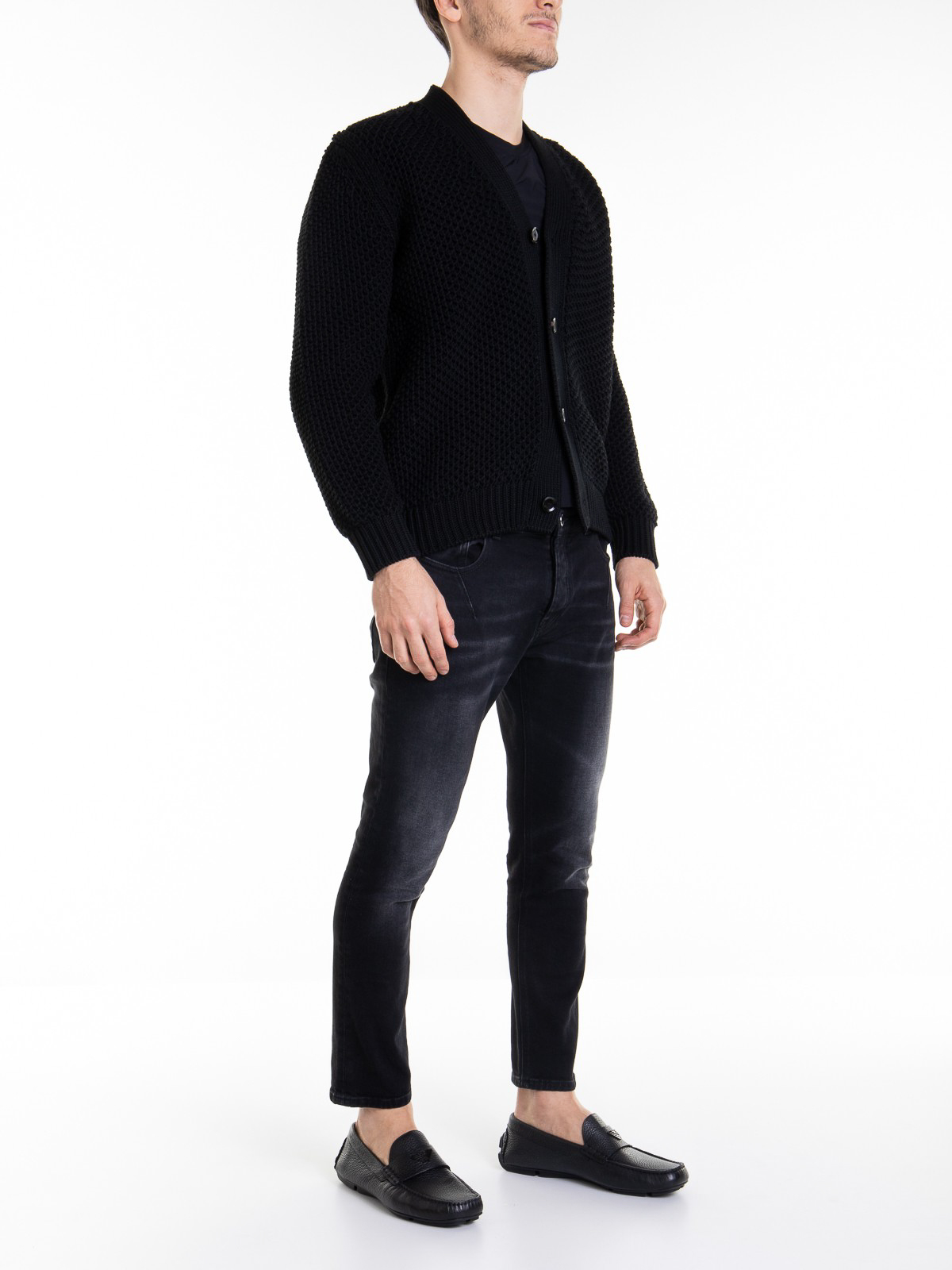 Shop Brioni Cotton Crochet Cardigan With Buttons In Black
