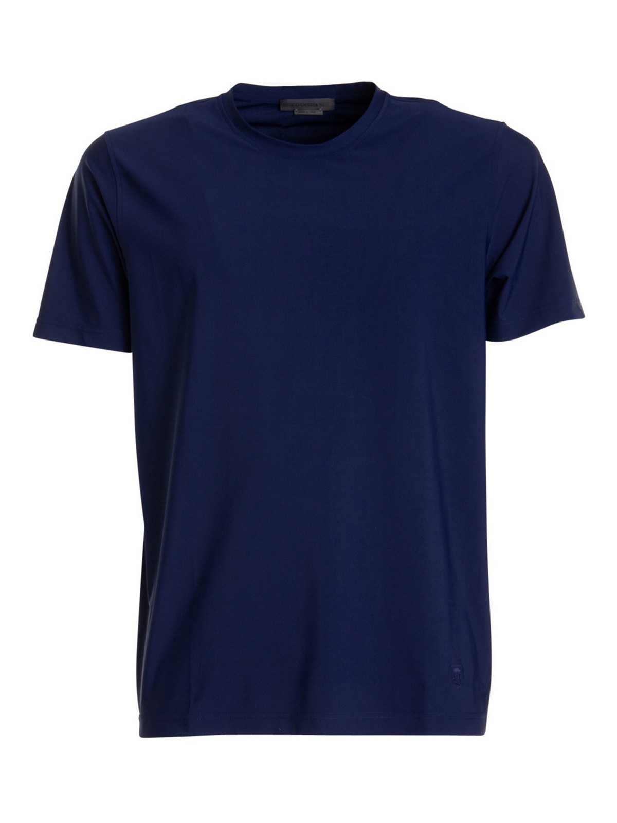 Corneliani Crewneck Cotton T-shirt With Logo In Blue