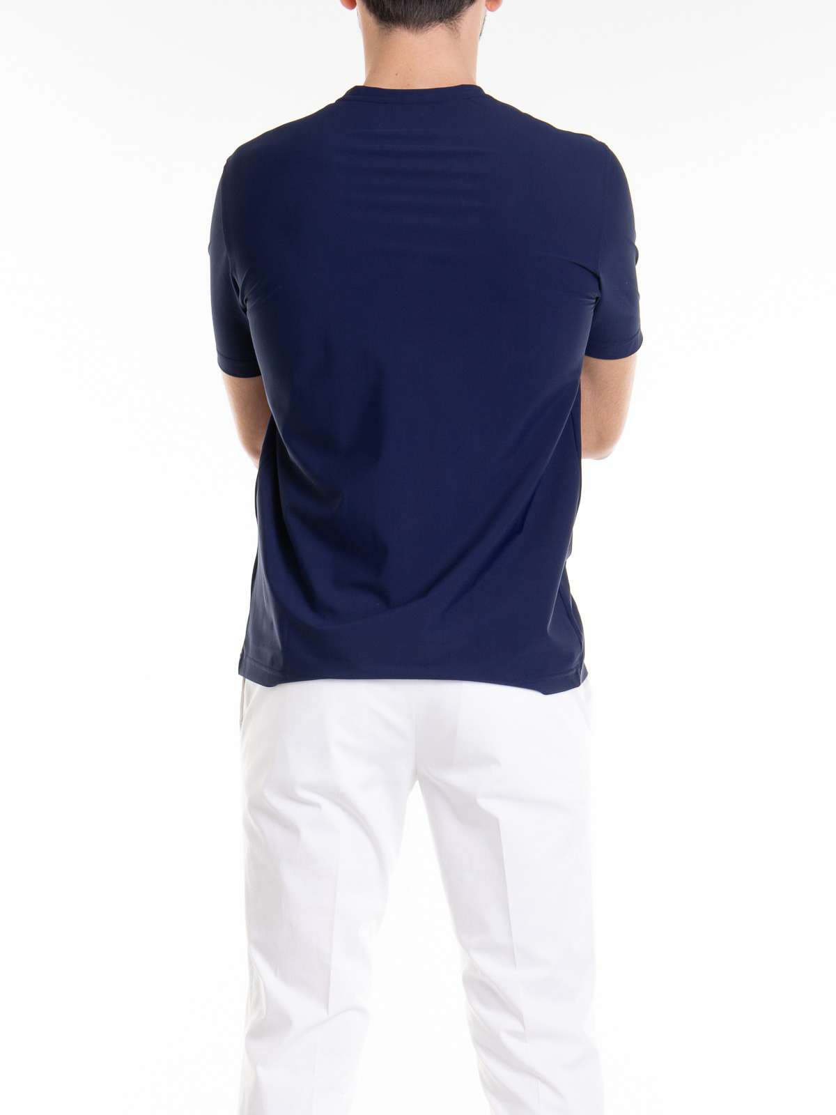 Shop Corneliani Crewneck Cotton T-shirt With Logo In Blue
