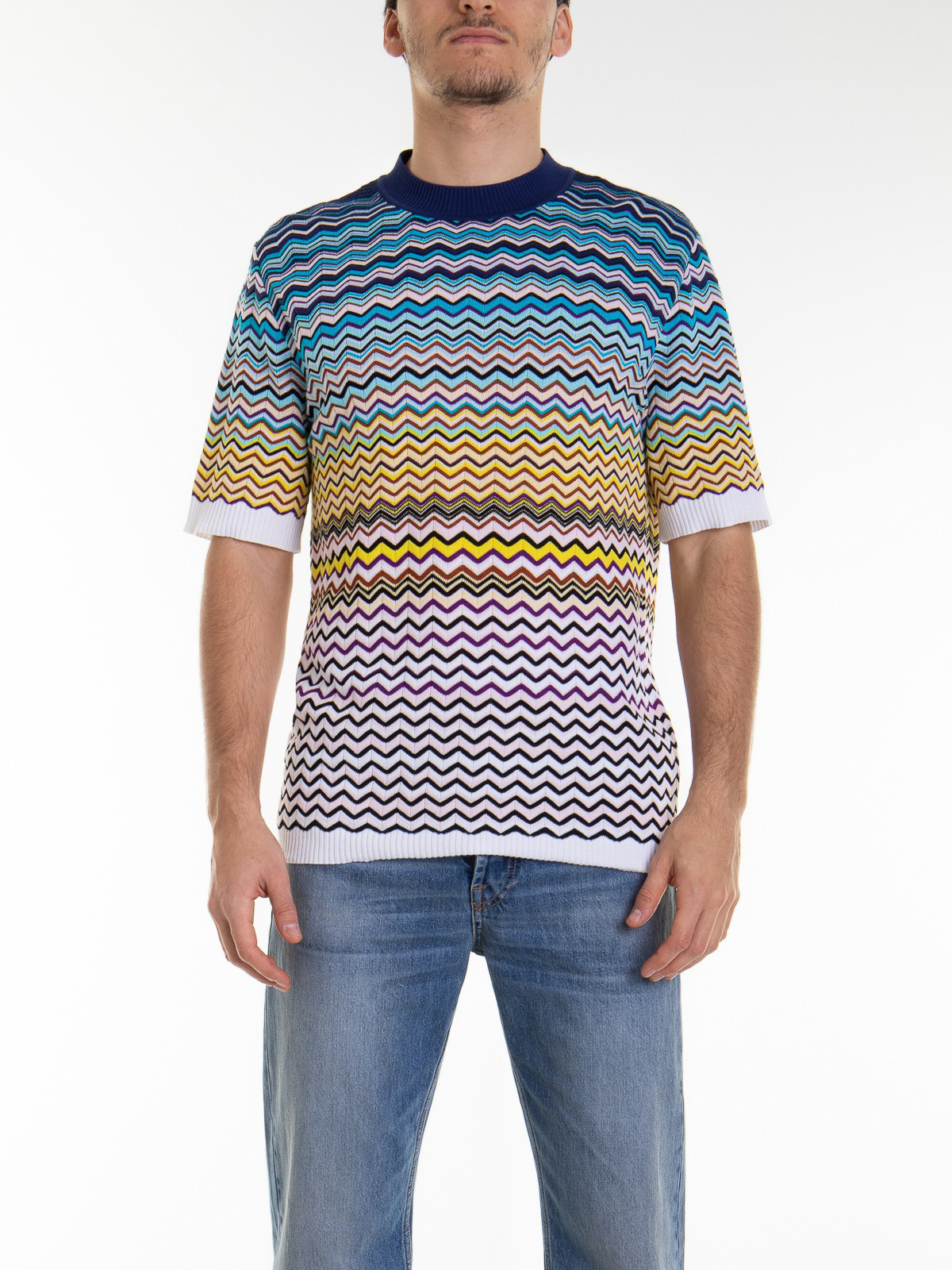 Luxury T-Shirt for men - White T-Shirt Palm Angels x Missoni with tasks