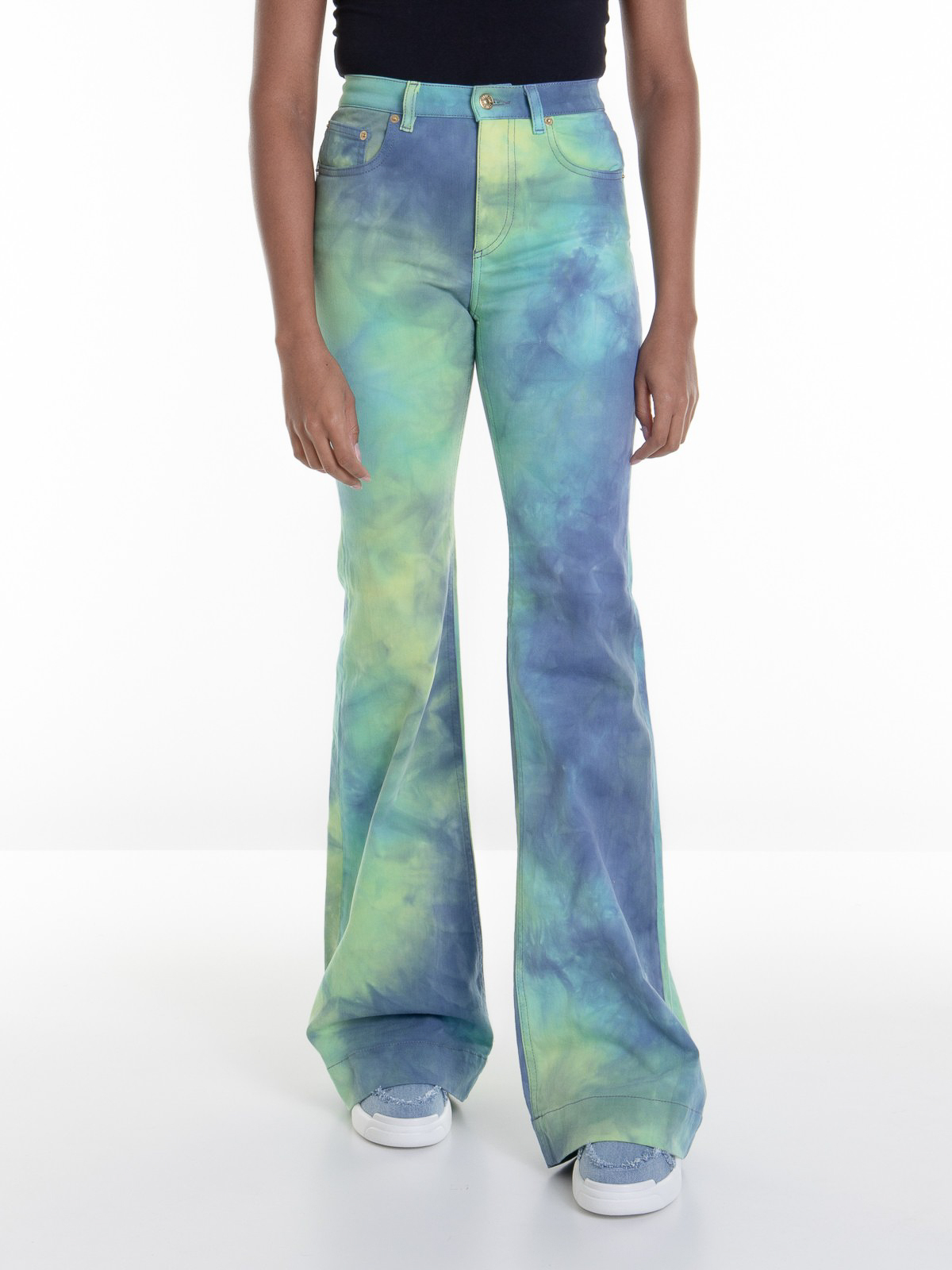 Shop Roberto Cavalli Multicolor Jeans With Flared Leg In Multicolour