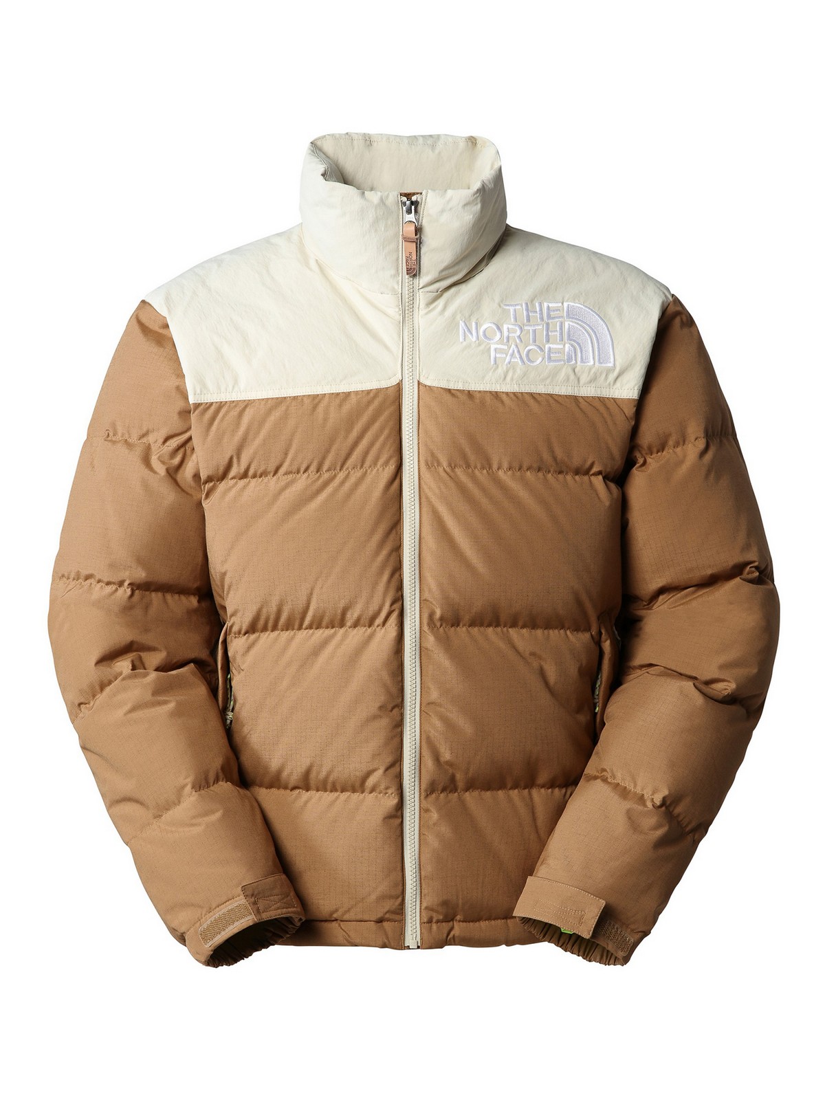 The North Face Padded Jacket With Logo And High Collar In Brown
