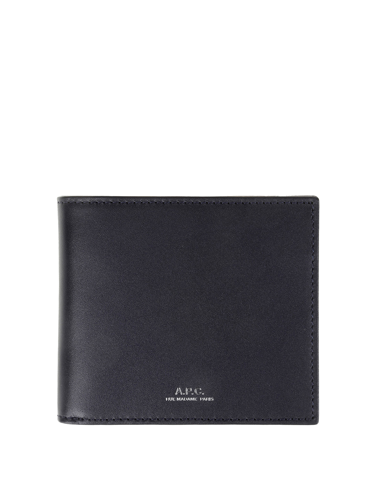 Shop Apc Aly Wallet In Leather With Logo In Dark Blue