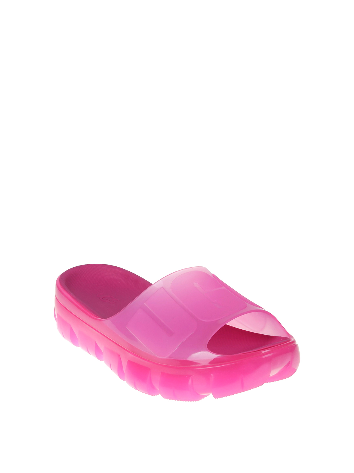 Shop Ugg Jella Clear Slippers In Rubber With Logo In Fuchsia
