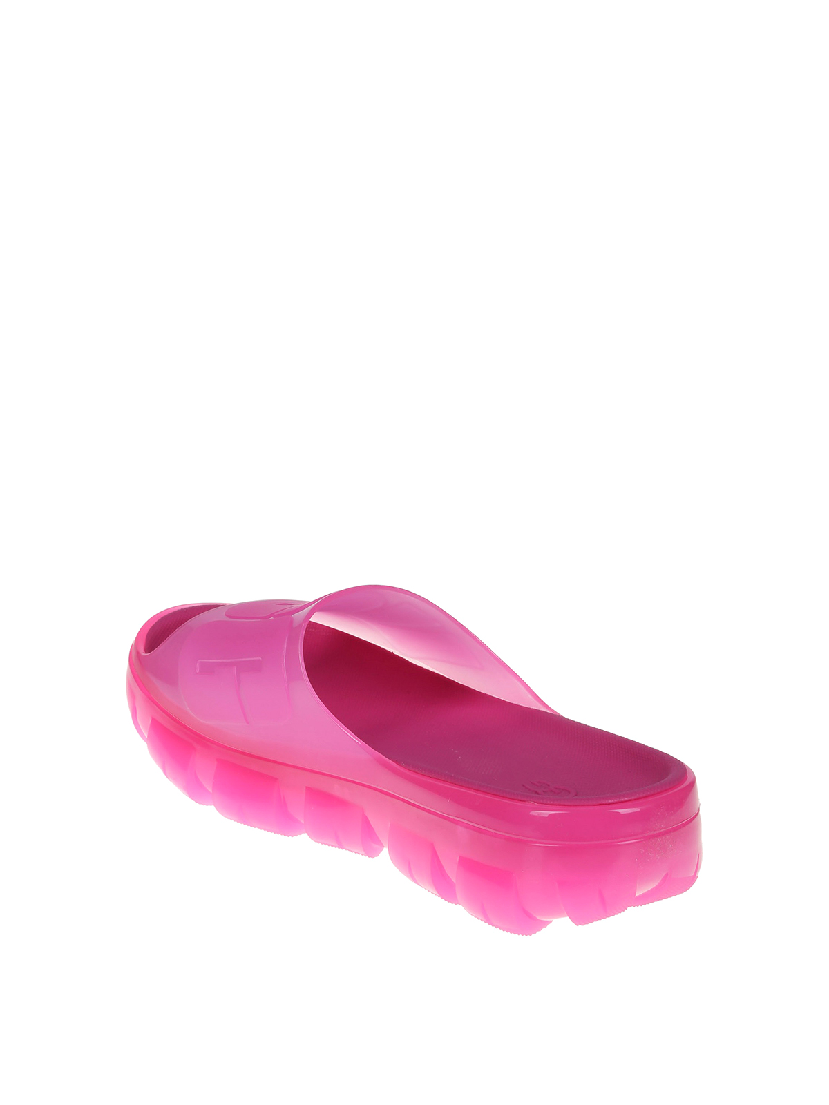 Shop Ugg Jella Clear Slippers In Rubber With Logo In Fuchsia